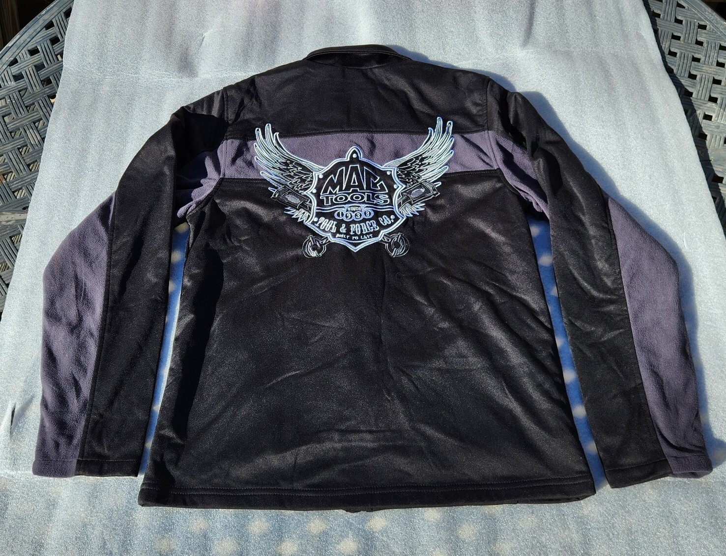 MAC TOOLS Sz L Black/Gray Softshell Zip Jacket Embroidered Front/Back. CLEAN !