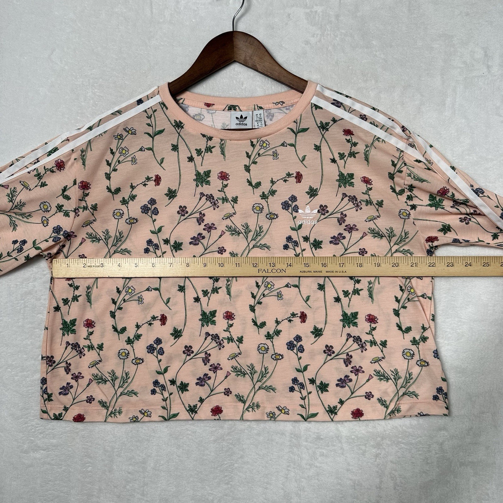 Adidas Originals Floral Crop Top T-Shirt Women’s M Trefoil Ain’t No Sunshine