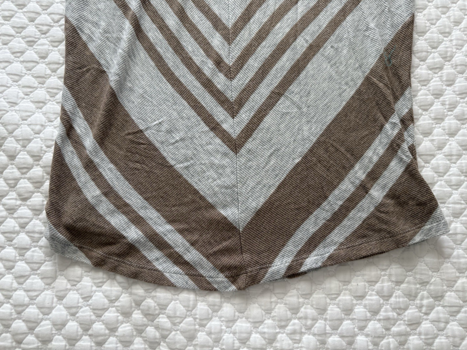 Anthropologie Bordeaux Womens Small Gray Brown Striped Cowl Neck 3/4 Sleeve Top