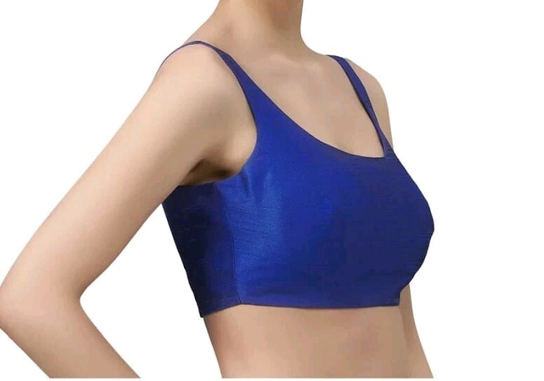 Designer Raw silk Round Neck Back open partywear /House wear Saree Blouse