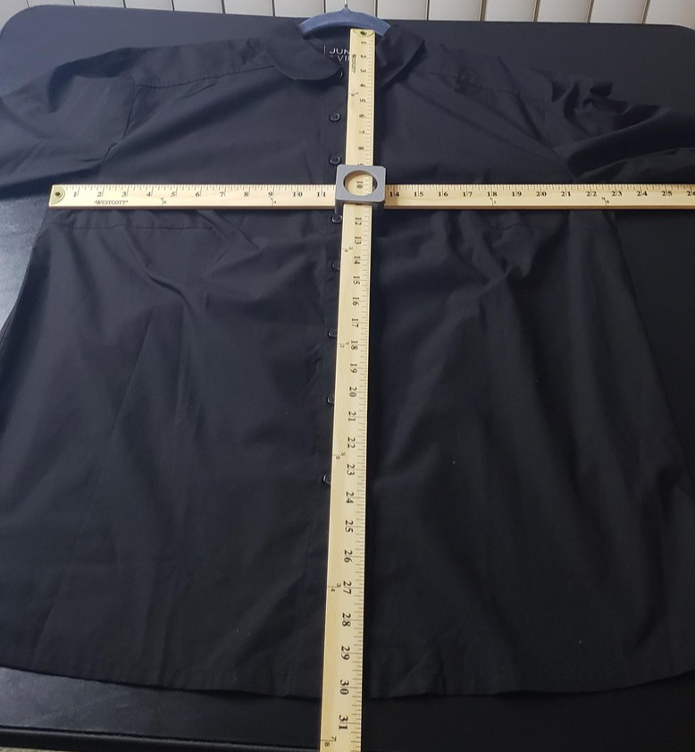 June + Vie Shirt Womens 14/16 Black Button Front Shirt Classic K Pop Cool Fall