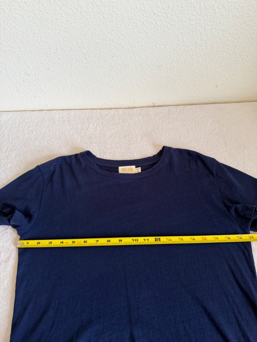 Nation Ltd Womens Navy Blue 100% Recycled Cotton Crew Neck Tee Shirt Size M