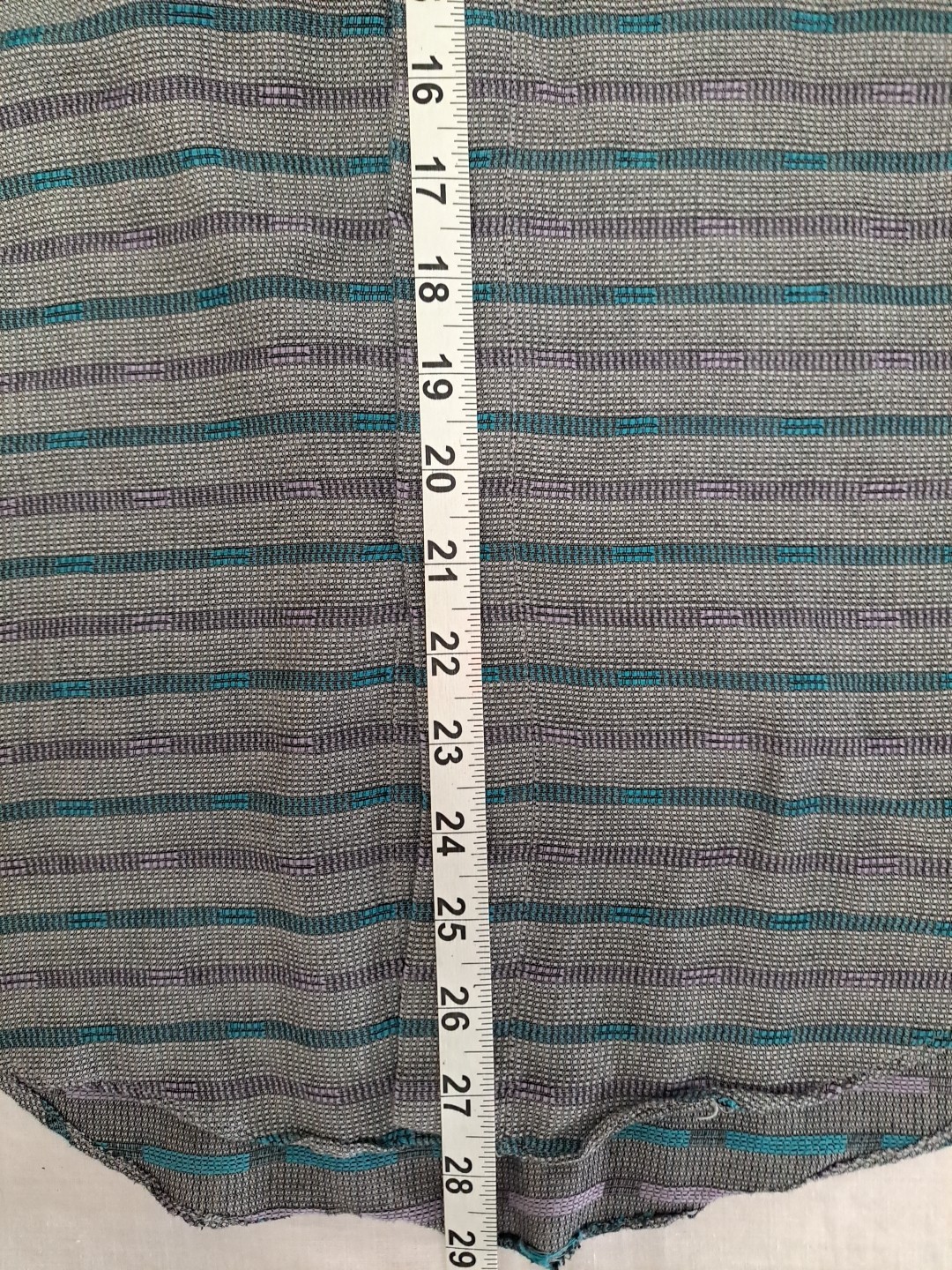 VTG Jordache Women S Gray Purple Blue Stripe Button Semi-Sheer Shirt Blouse Top