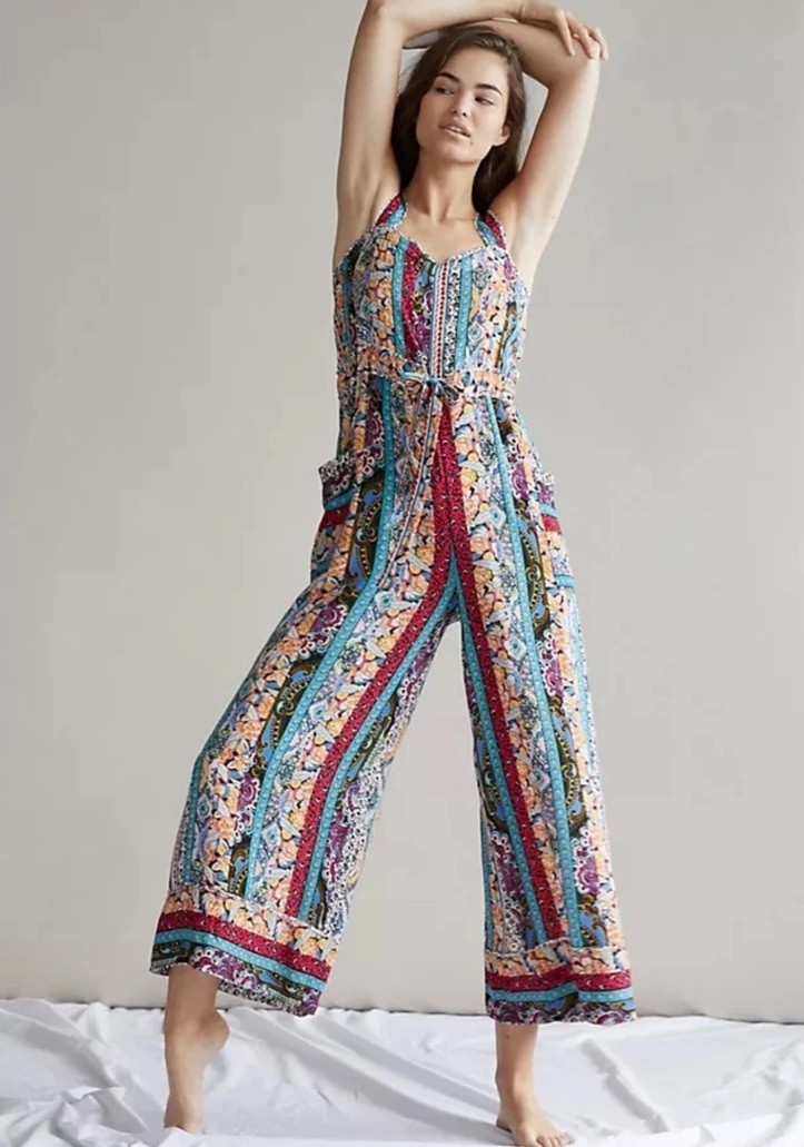 Anthropologie Calais Jumpsuit Medium Floral-Paisley Multicolor Free spirit Boho