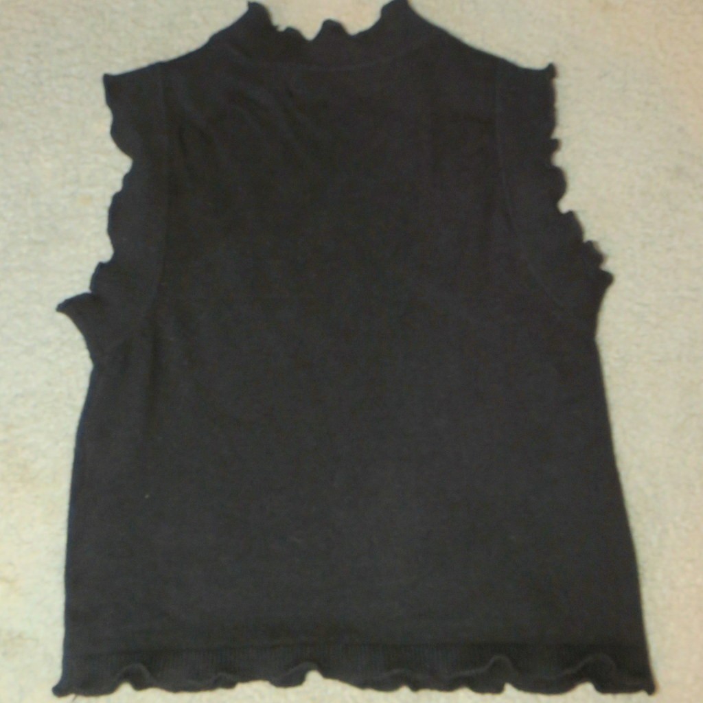 Vero Moda Sleeveless Black Knit High Neck Top Ruffle Trim Neck/Arm/Hem Small
