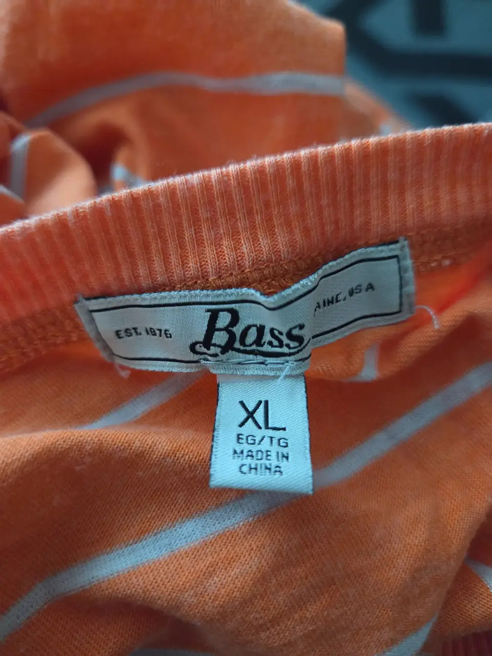 Bass Women’s XL Orange White Striped 3/4 Sleeve Henley Top