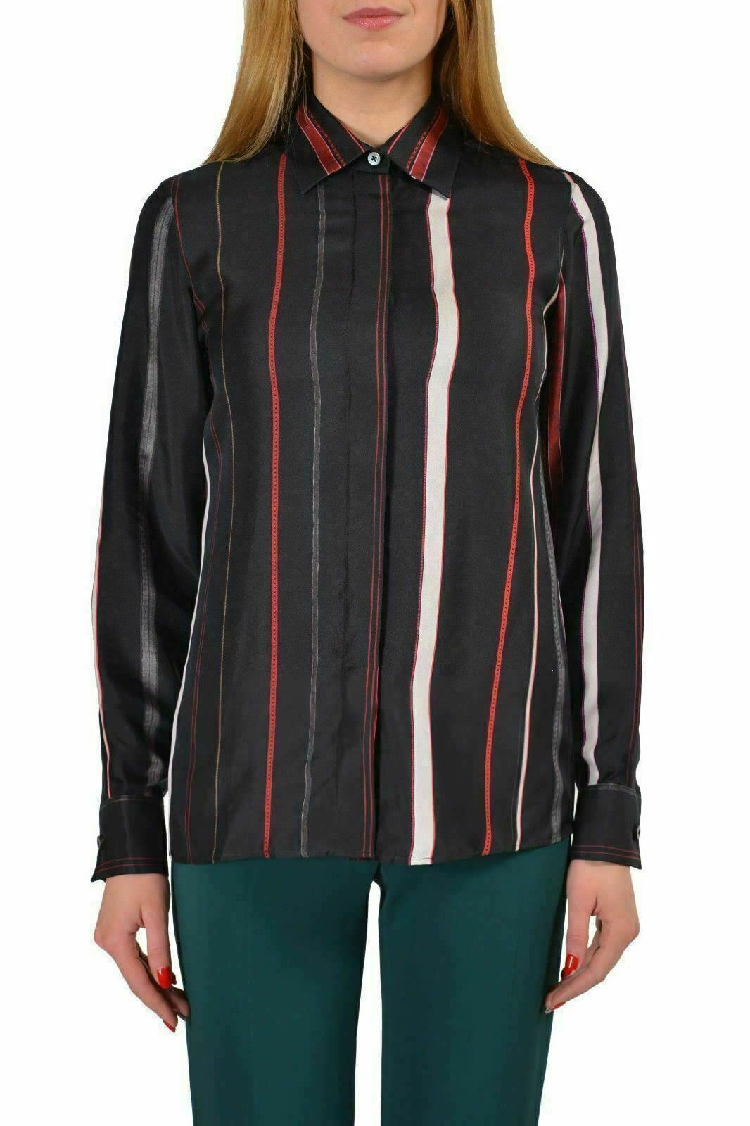 Maison Margiela 4 Women’s 100% Silk Black Striped Shirt Blouse Size XS S M L XL