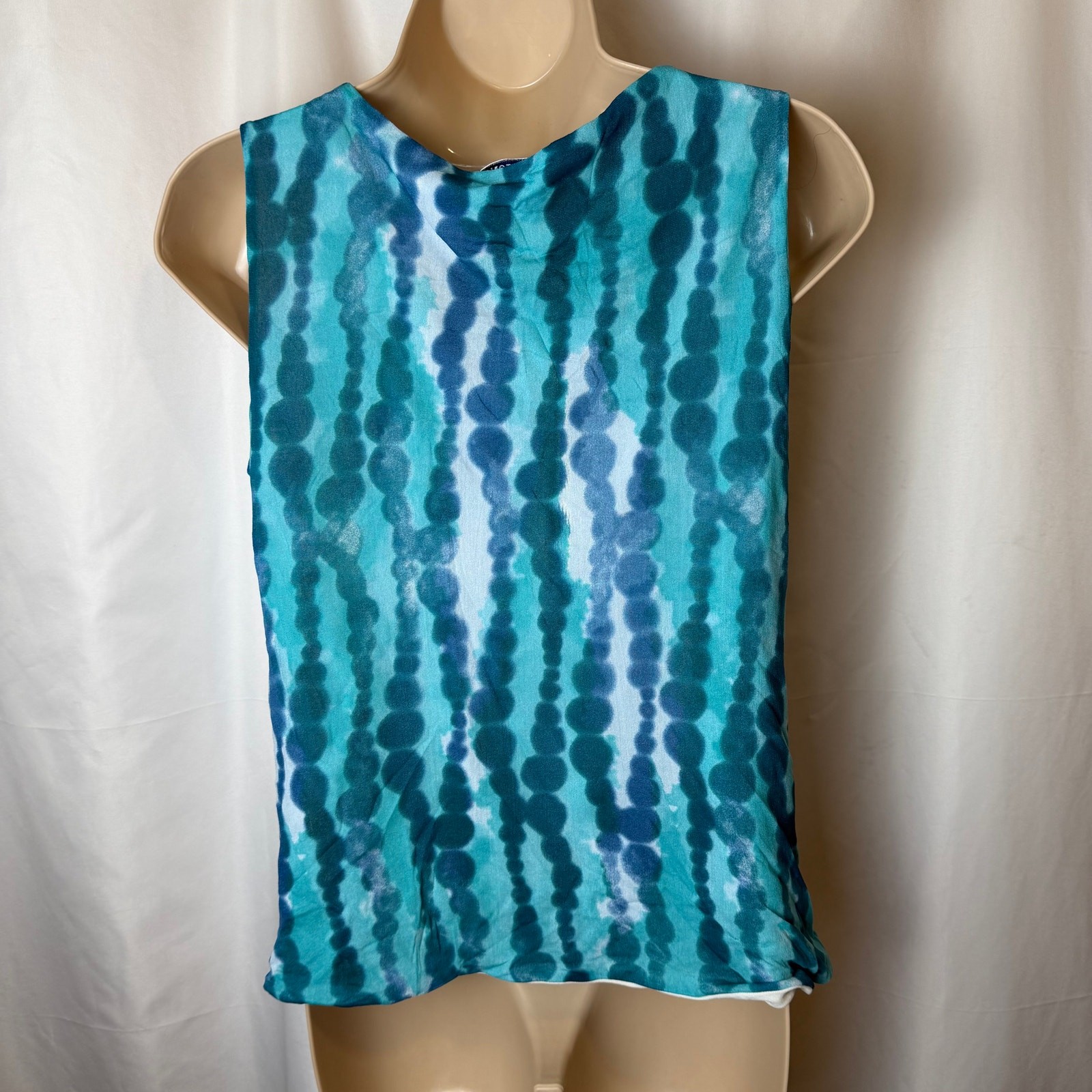 Pendleton Silk Blend Abstract Watercolor Tank Top Blue Teal Size L Artsy FLAW