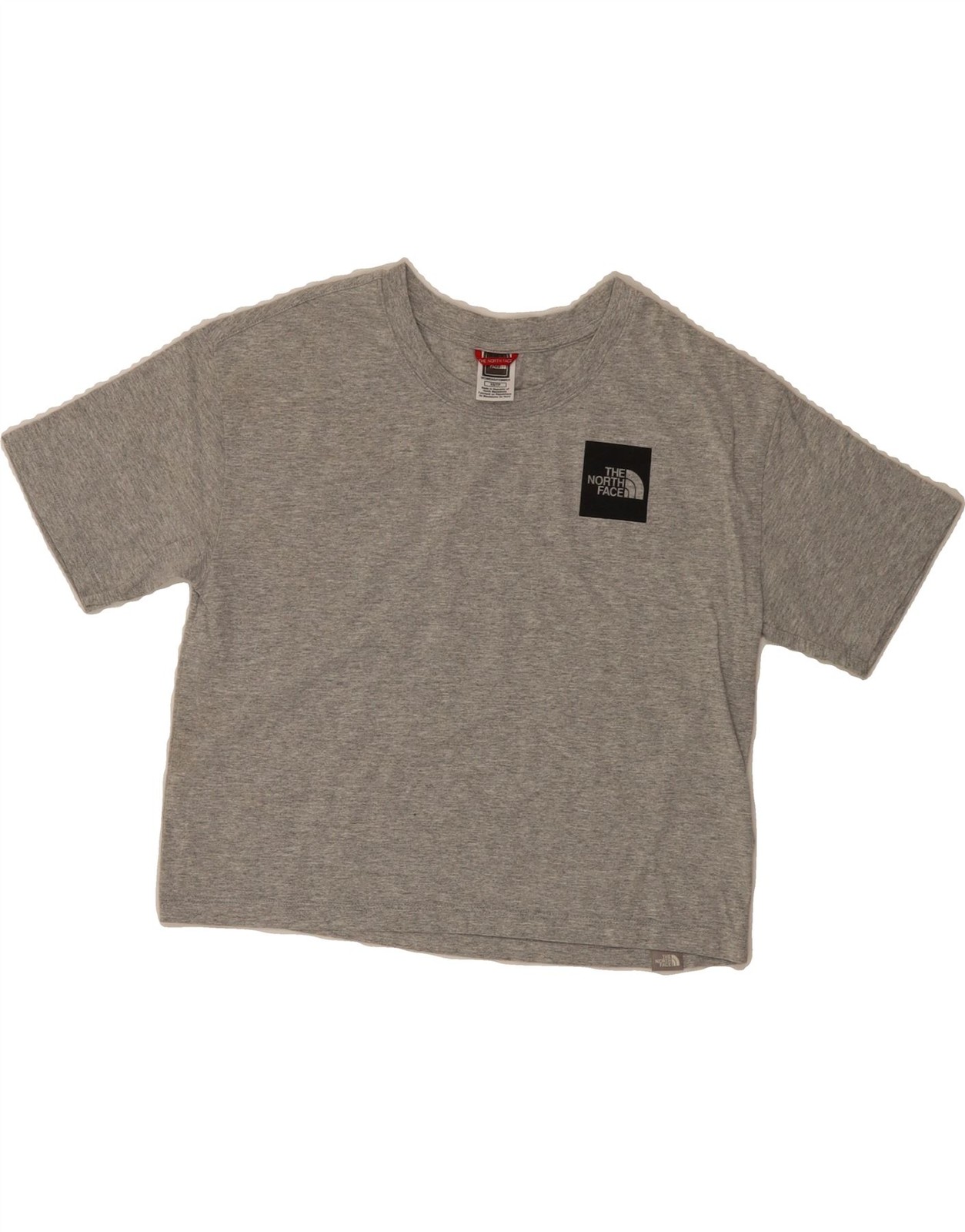 THE NORTH FACE Womens Oversized Crop Graphic T-Shirt Top UK 6 XS Grey DP14