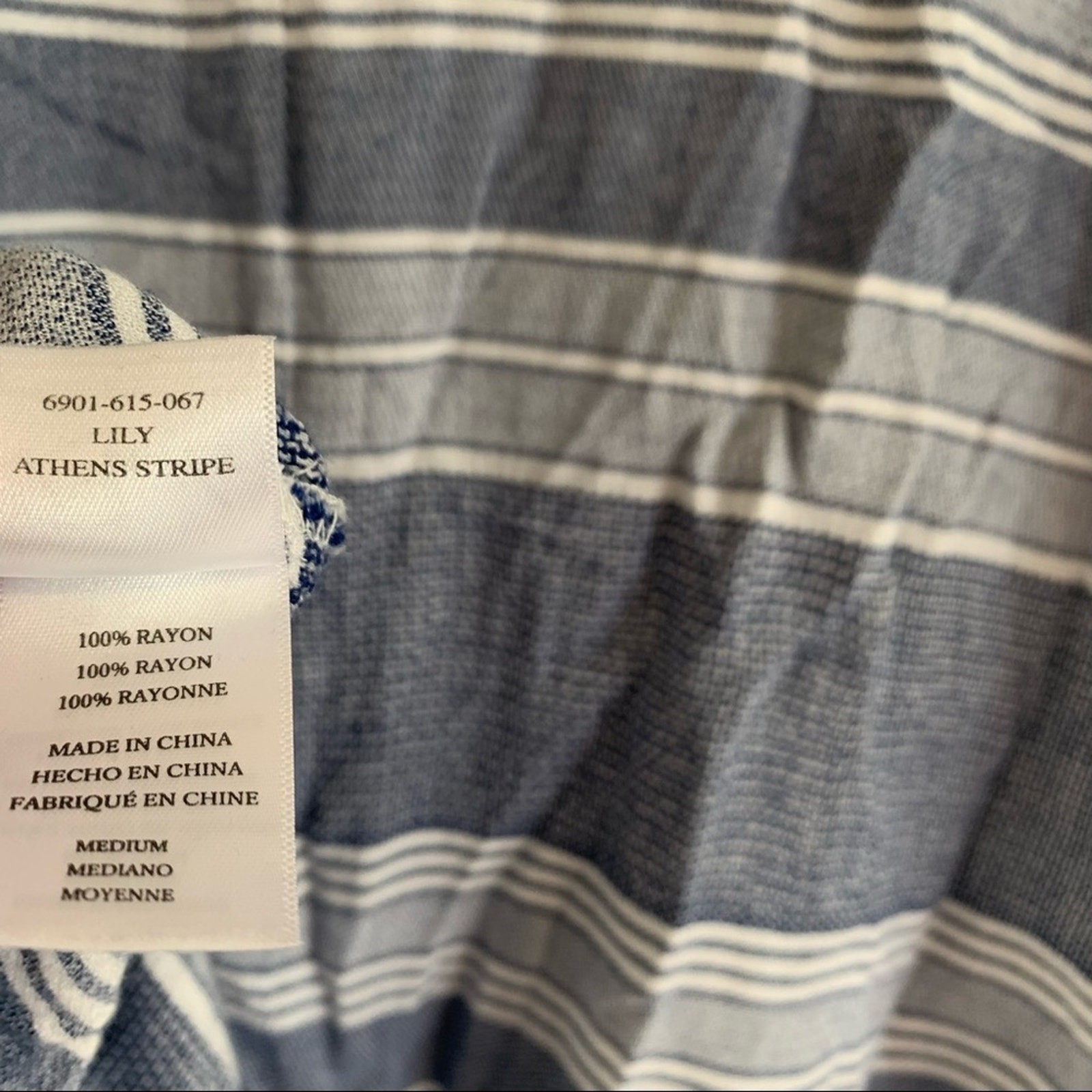 RAILS Lily Lace Up Long Sleeve Linen Blend Top Athens Stripe Blue White Medium