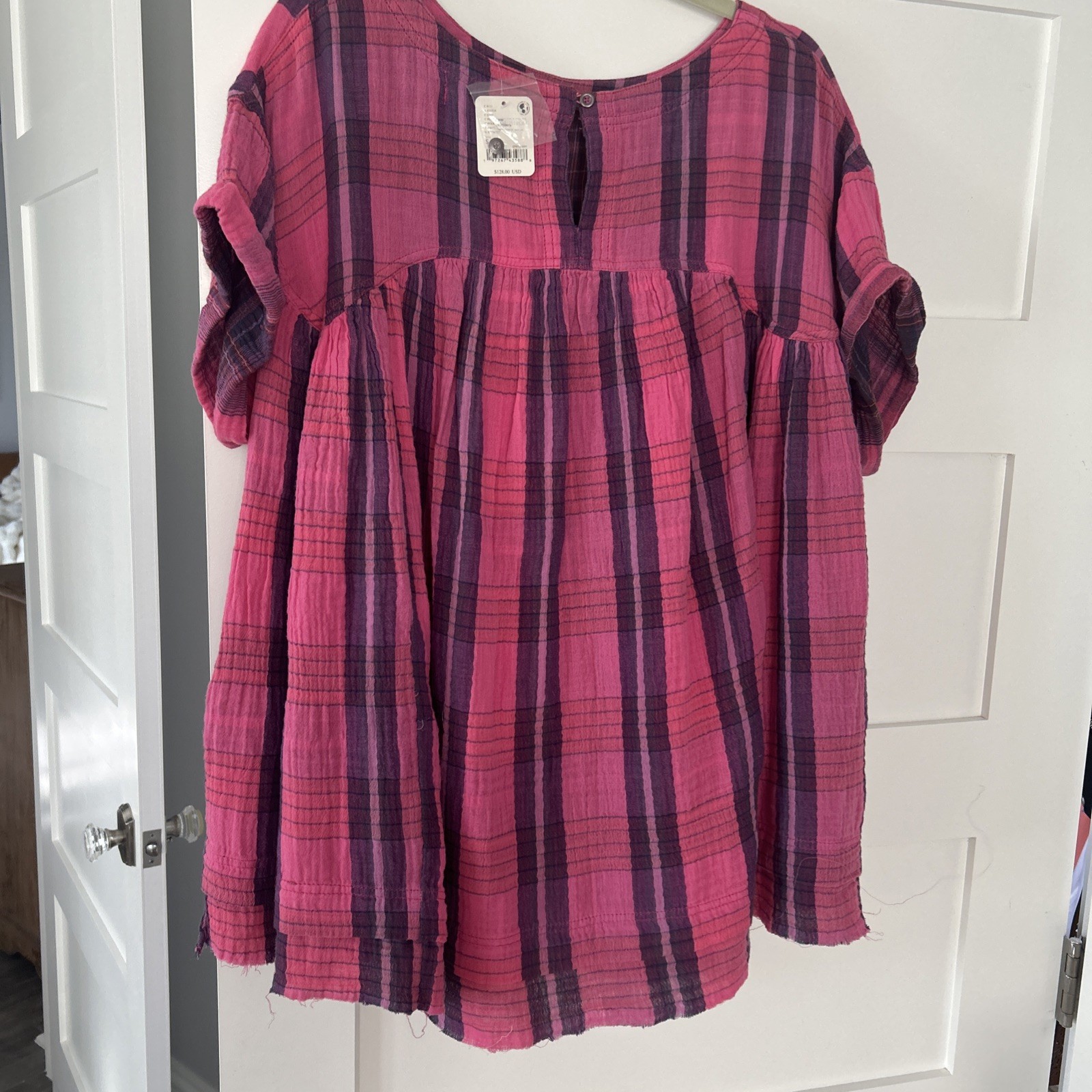 Free People | We The Free Moon City Oversized Boho Plaid Top Women’s Size Small