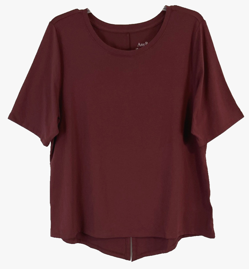 AnyBody Cozy Knit Top Shirt Purple Sz L Pull On Split Back A695707 Women CB13N