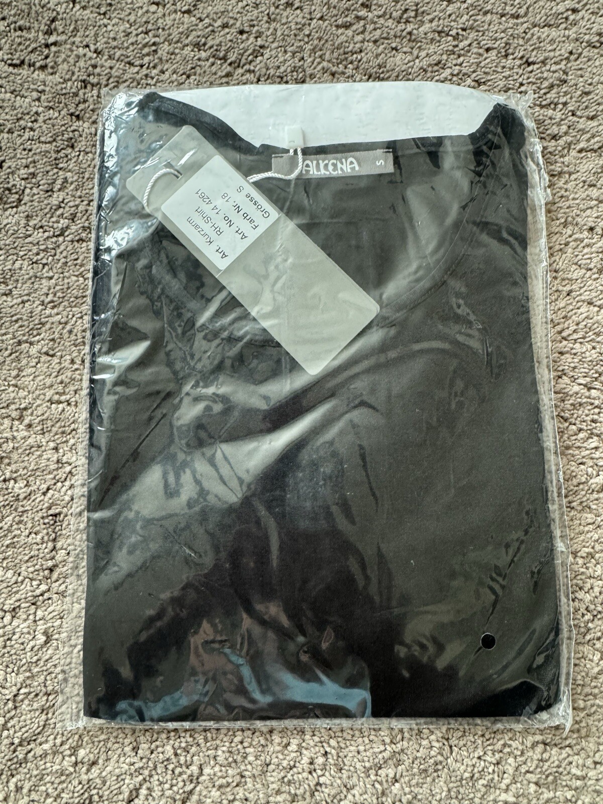 Alkena Switzerland Women’s Black Organic Silk Kurzarm R-H Shirt Size S