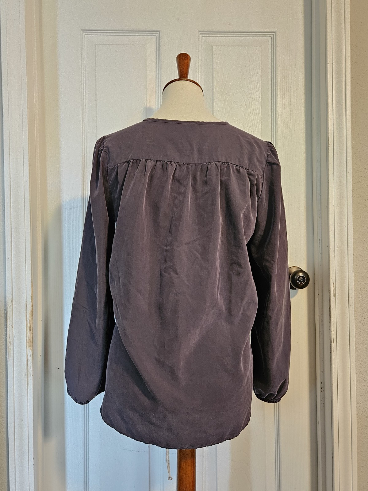 Loft Charcoal Grey Long Sleeve Modal Blend Peasant Blouse Size Small