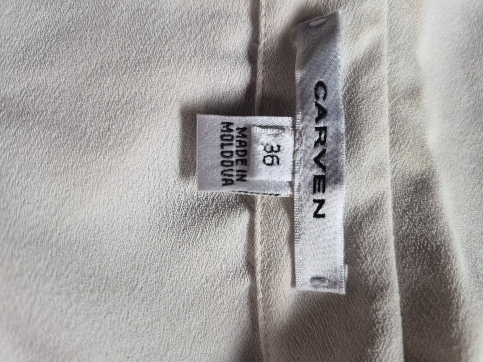 CARVEN Paris France Designer Sleeveless Wrap Blouse Top Off-White Cream, Size 36
