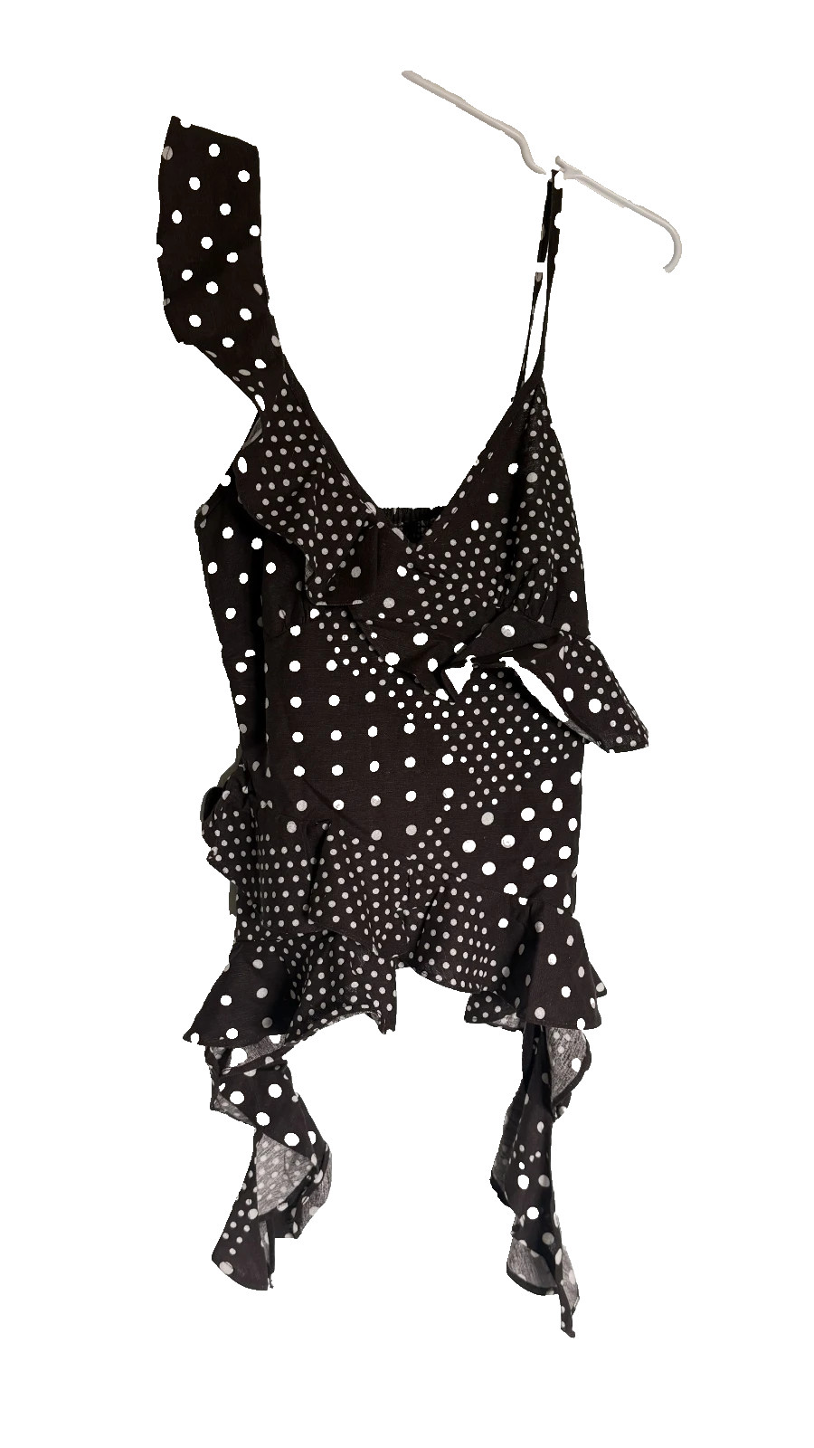 Style Envy Polka Dot Ruffle Camisole Top Brown White S NWT