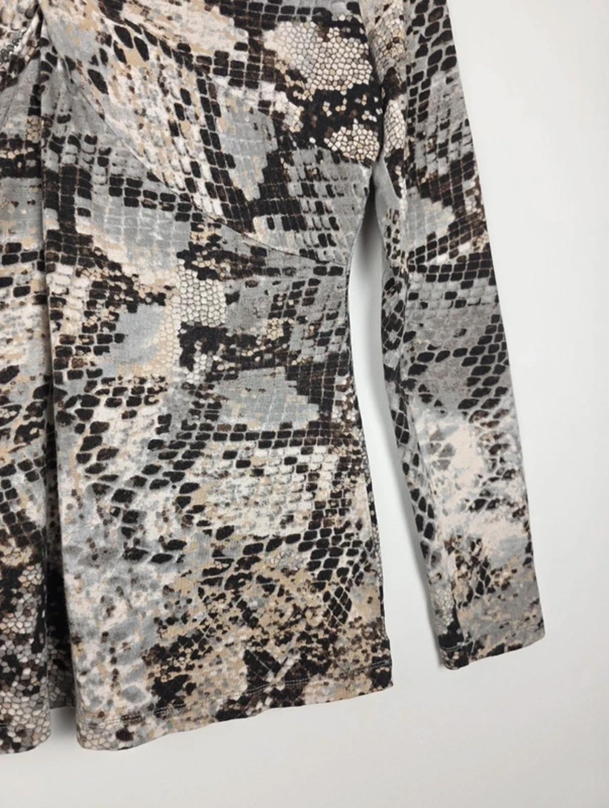 Betty Barclay Snake Print Top Size Medium | Ruched Front | Diamanté Detail