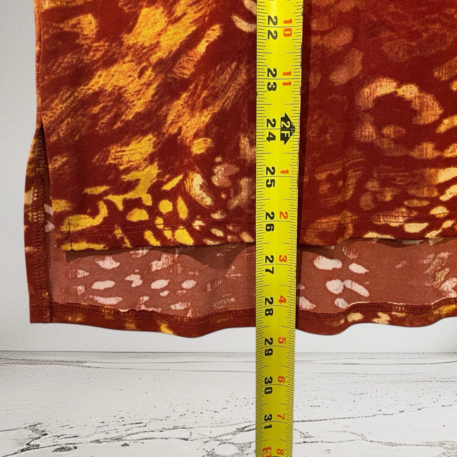 Womens Multi Print Cut Out Neck Top XL Jersey Stretch Artsy Boho Summer Chic