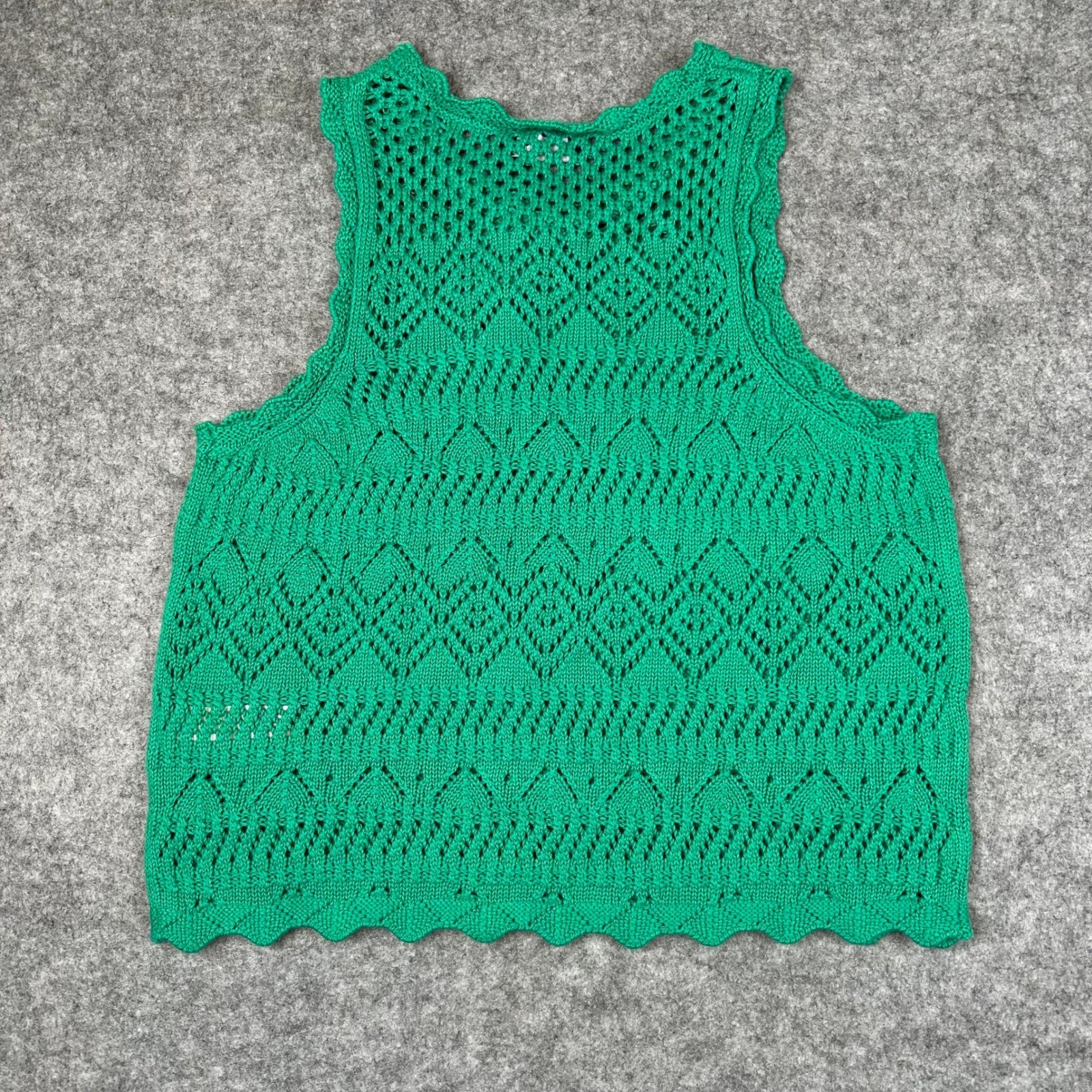 NWT Gap Crochet Knit Green Cropped Halter Tank Y2K 70s Boho Festival Medium