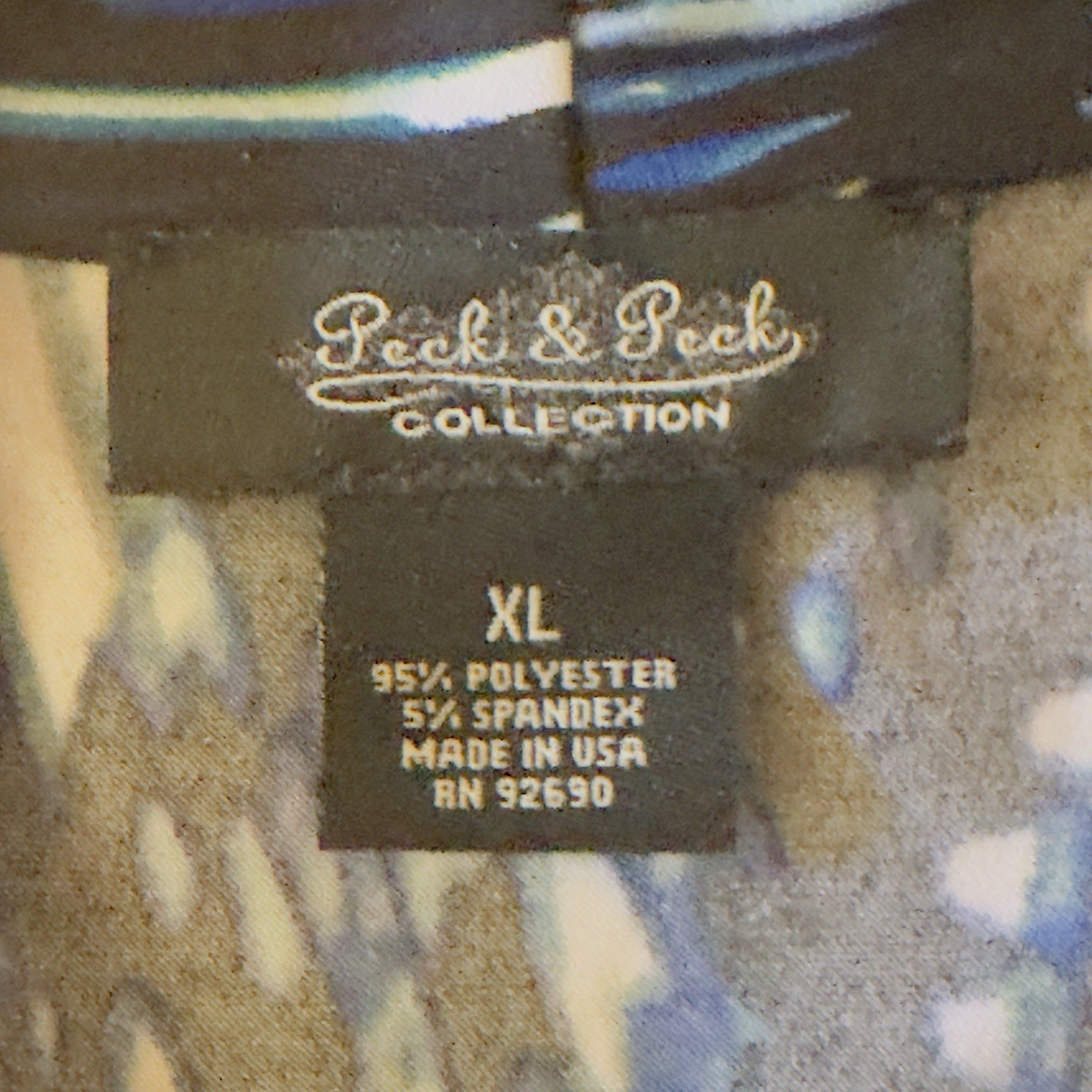 Peck & Peck SZ XL Sleeveless Multi Blues Pull-on Blouse Top Front Roll Neck
