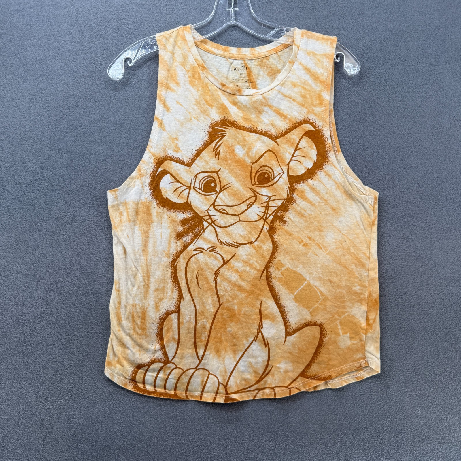 Disney The Lion King Tank Top Womens Medium Orange Knit Simba Tie Dye Wide Strap