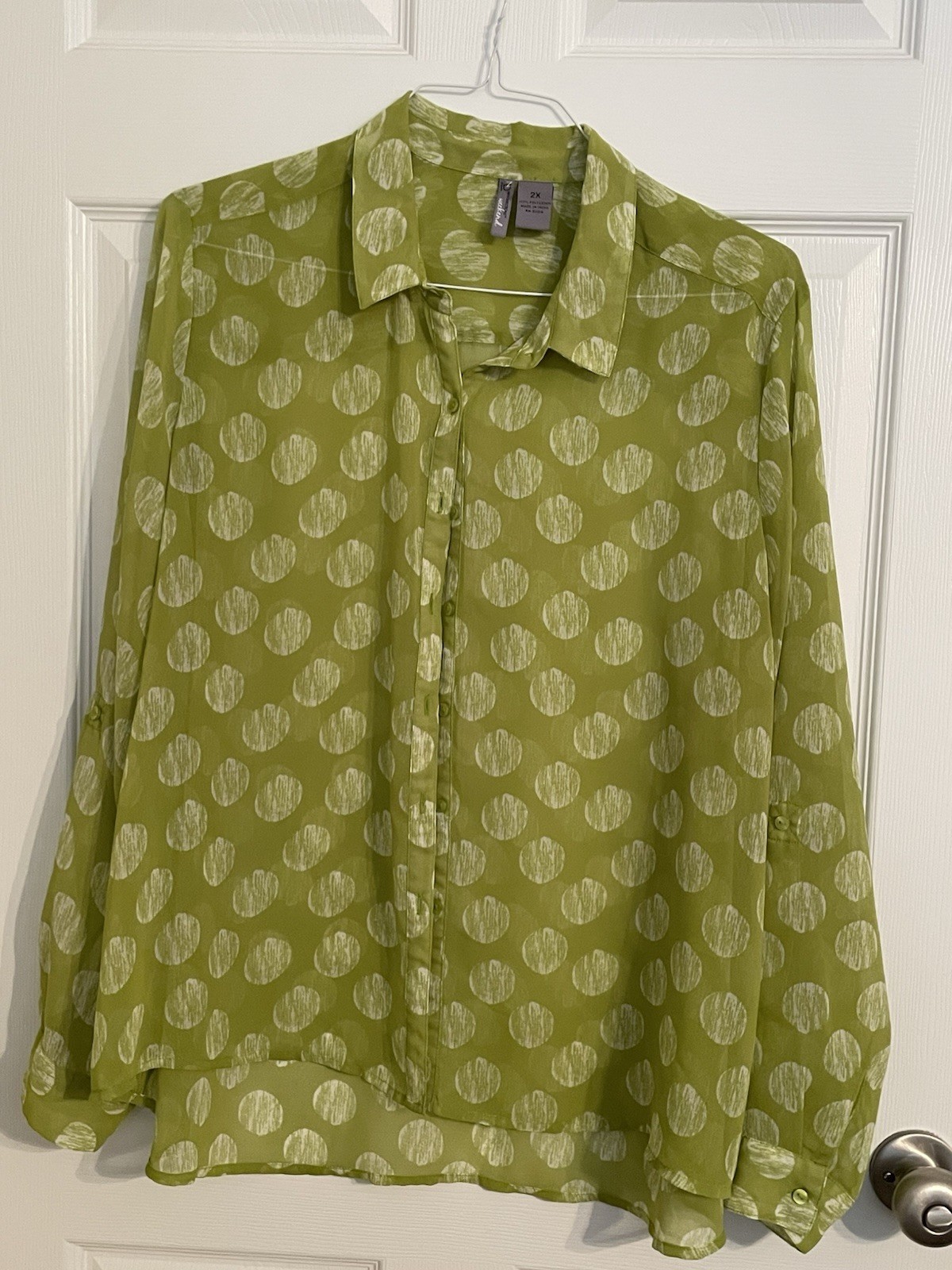 Long Sleeve Button Up Collard Top From New Directions Size 2X Box A11