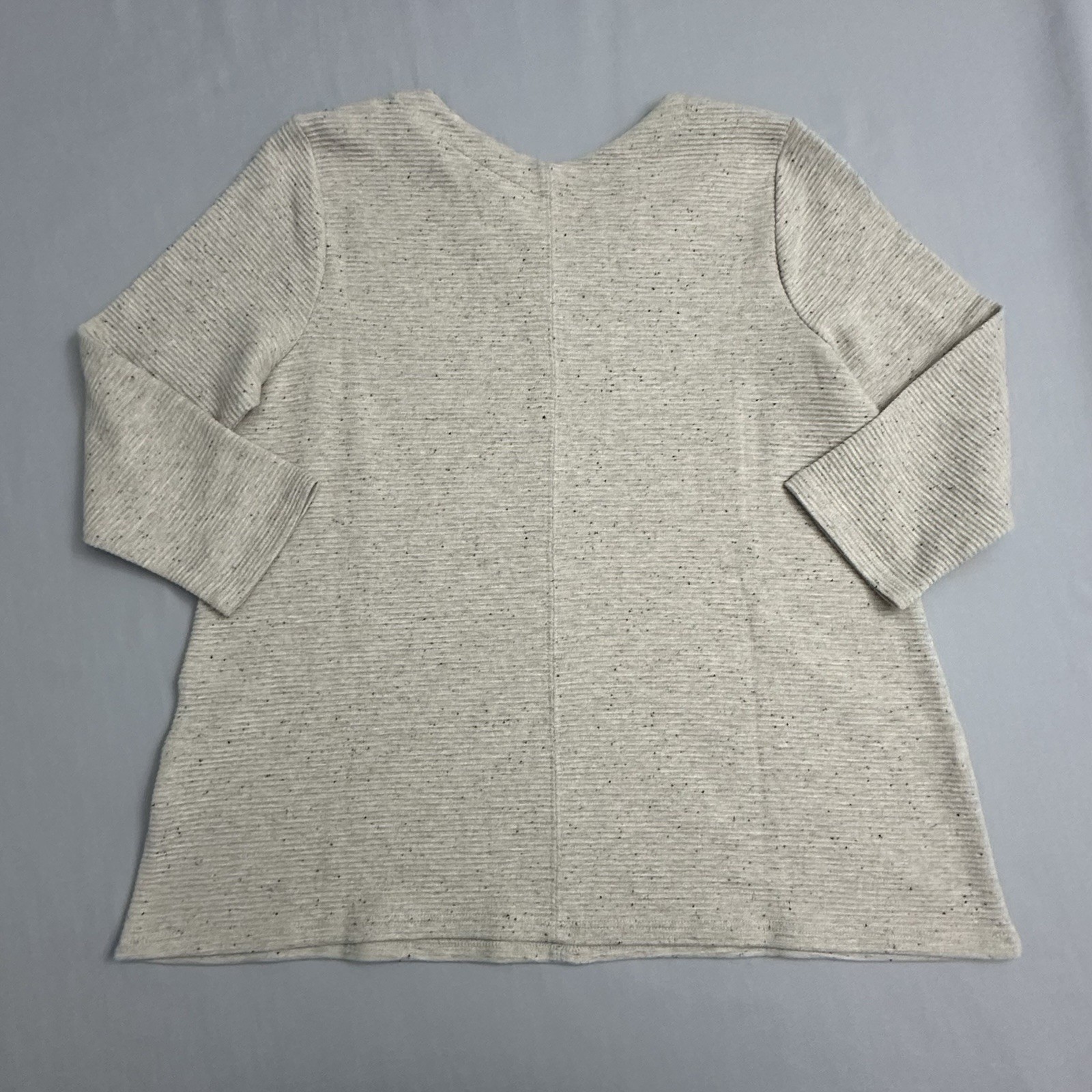 J Jill Top Womens XS Beige Speckled VNeck Pullover Poly Cotton Knit Sweater Tan