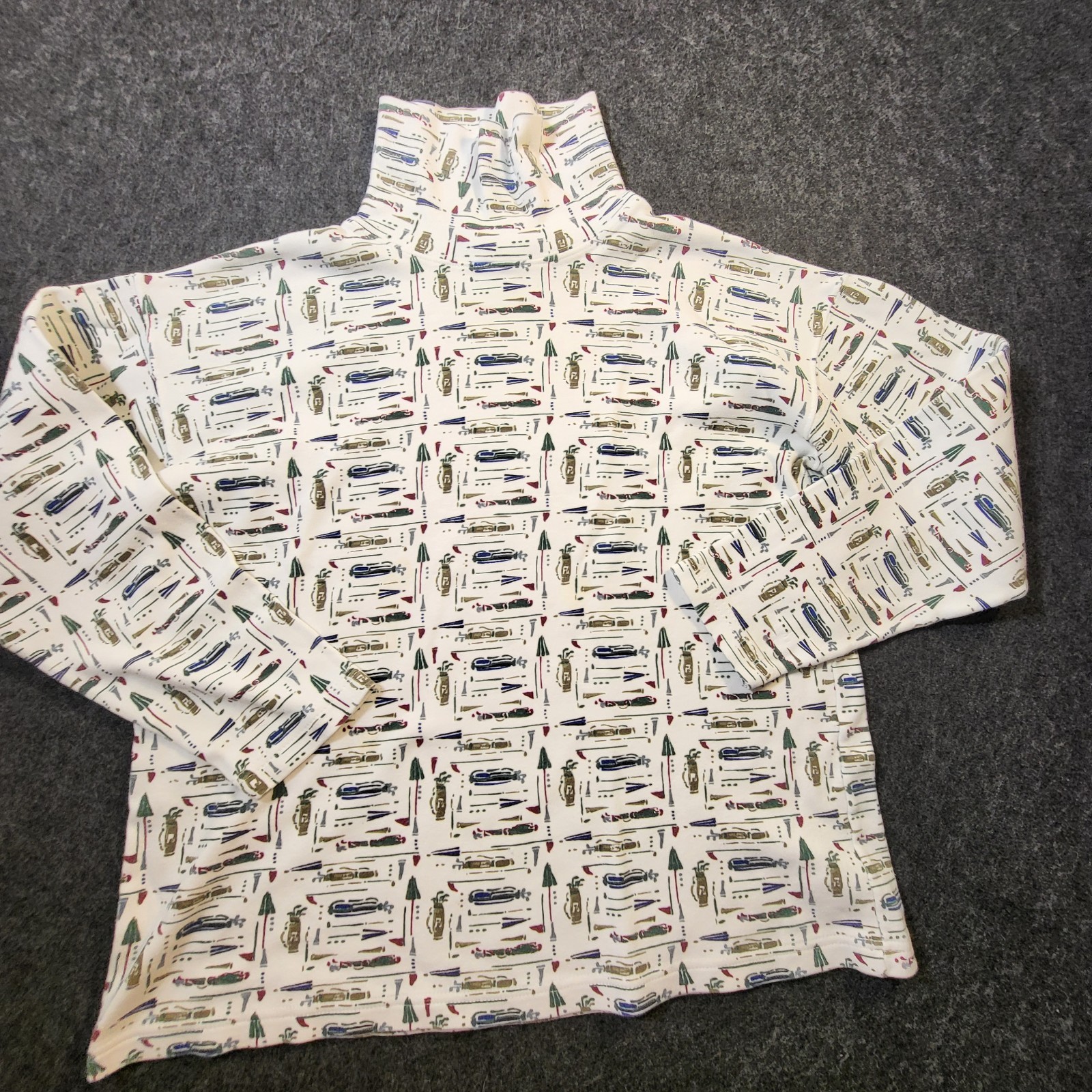Vintage IZOD Turtleneck Shirt Womens Medium Golfing Print Classic Sports Golf