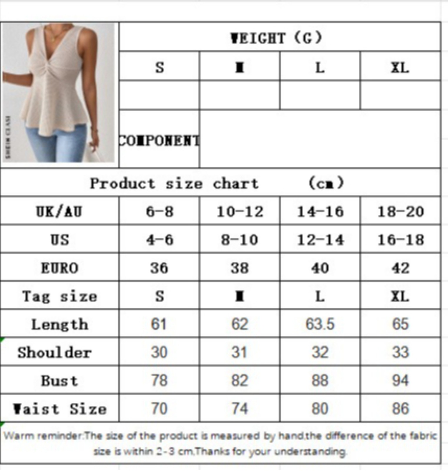 Women’s V Neck Sleeveless Twist Front Peplum Top Casual