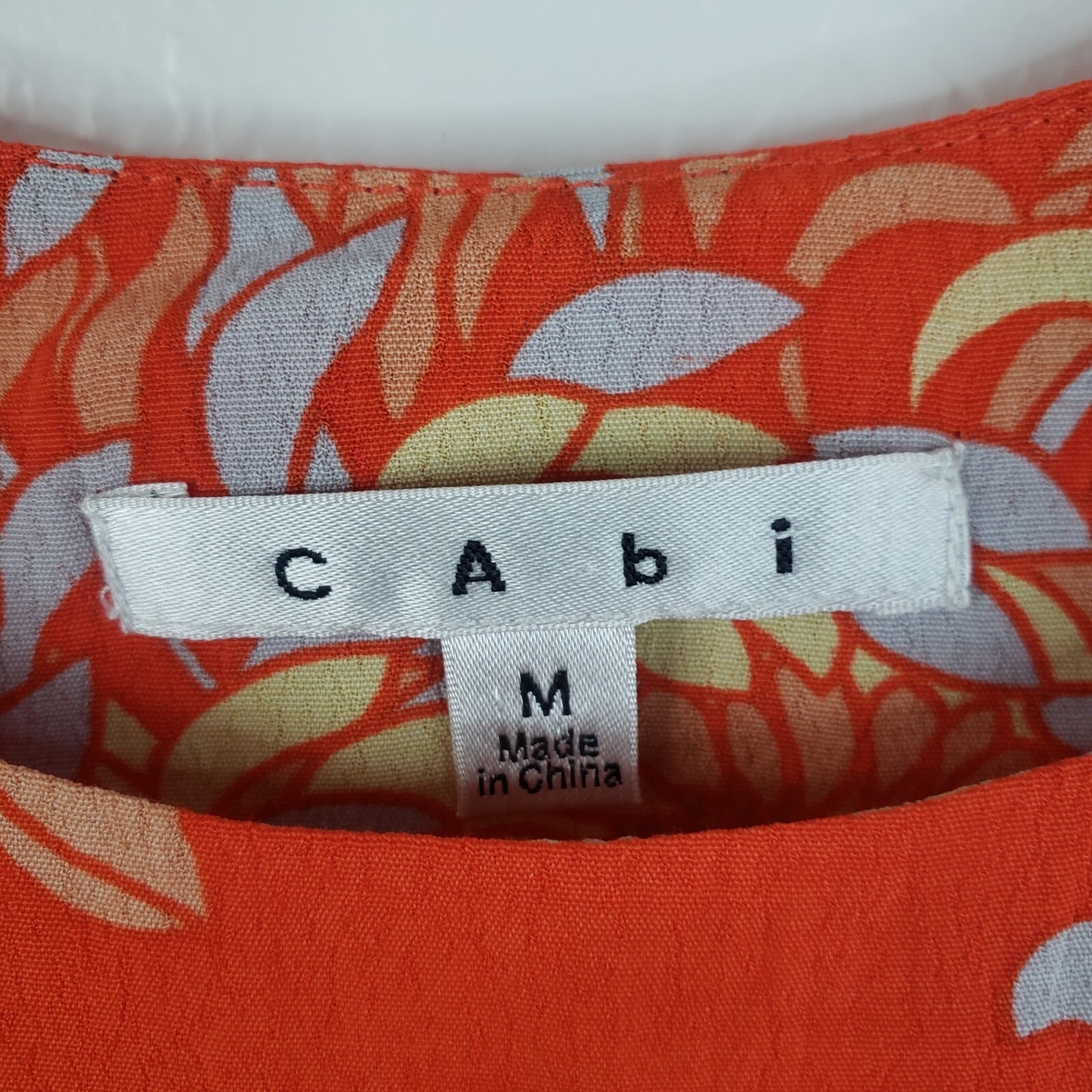 Cabi Blouse Women Medium Orange Floral Sleeveless Adjustable Strap Pullover Top