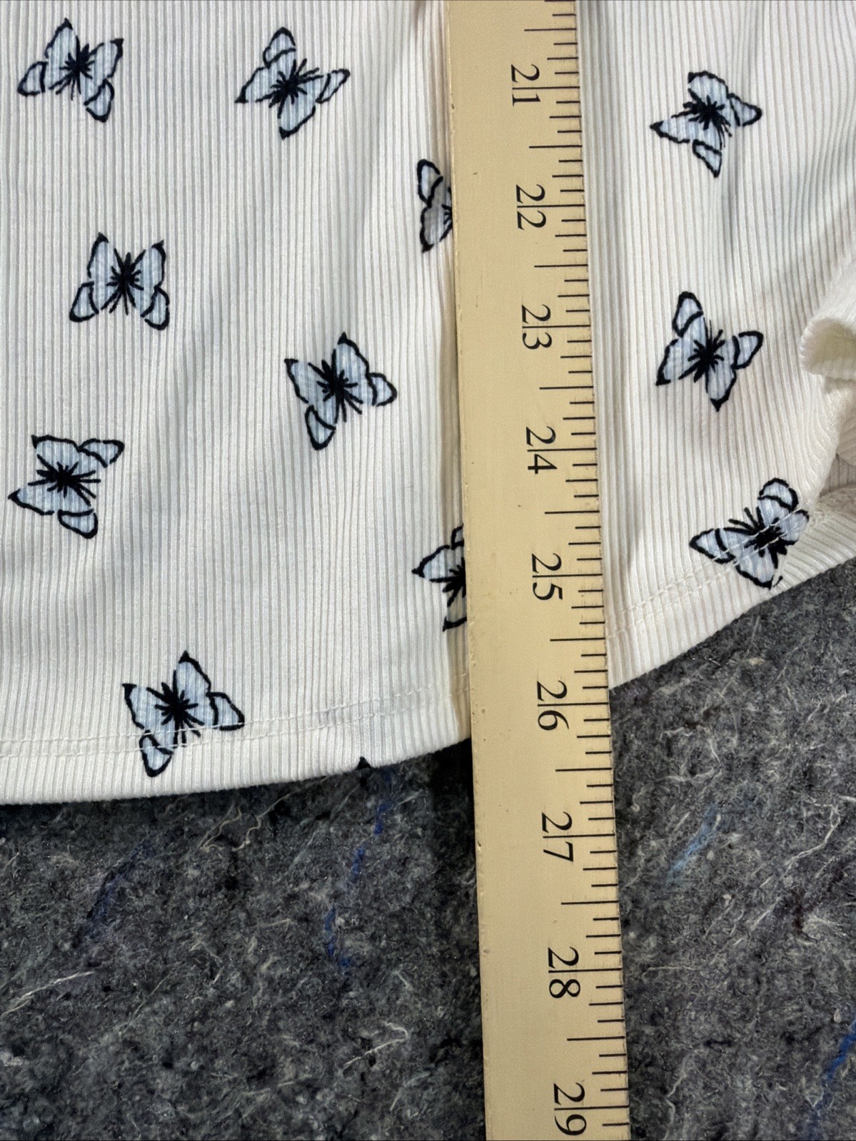 No Boundaries Womens XXL Butterfly Print Ribbed Long Sleeve Thermal Shirt