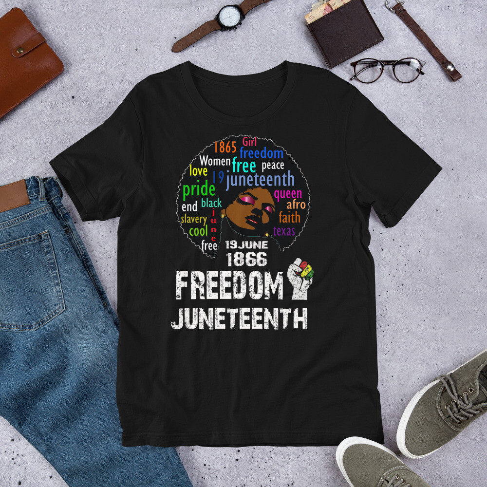 Juneteenth Melanin Black Women Natural Hair Afro Black Queen T-Shirt