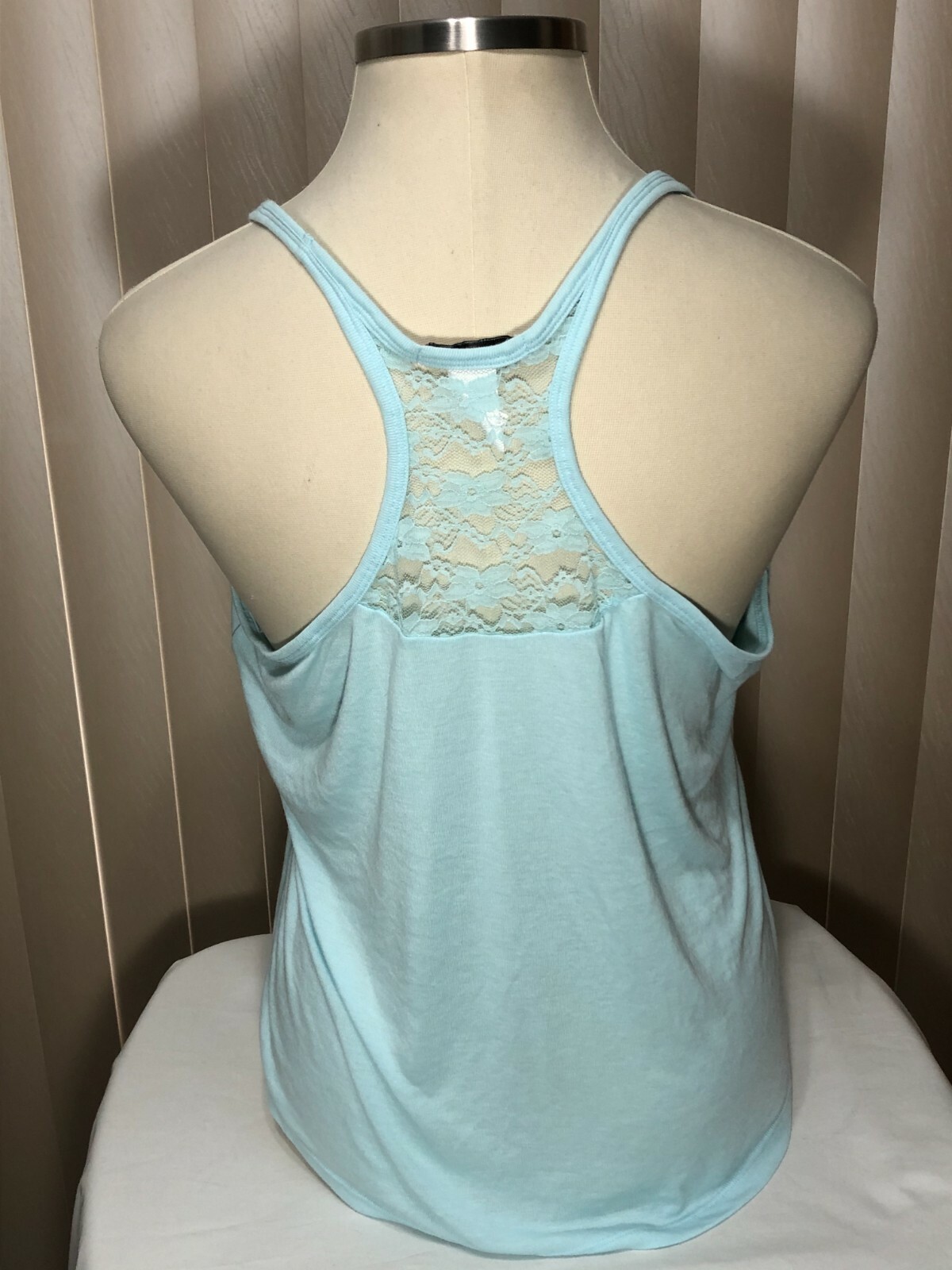 Linea Donatella Racerback MRS Pajama Top XL Lace PJ Tank Rhinestone Blue Womens