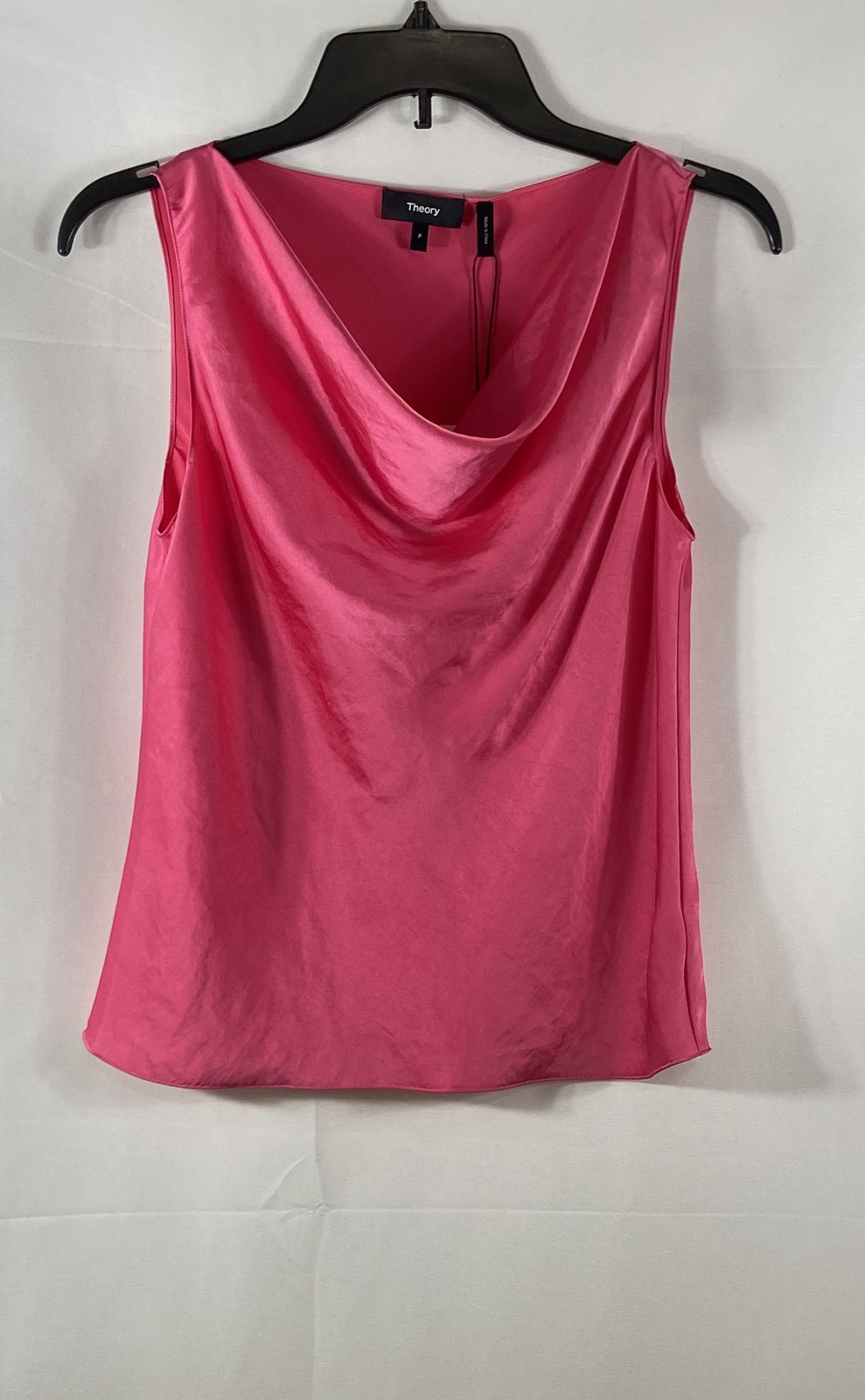 Theory Women’s Pink Azalea SL Cowl Top Sleeveless Blouse Sz P NWT