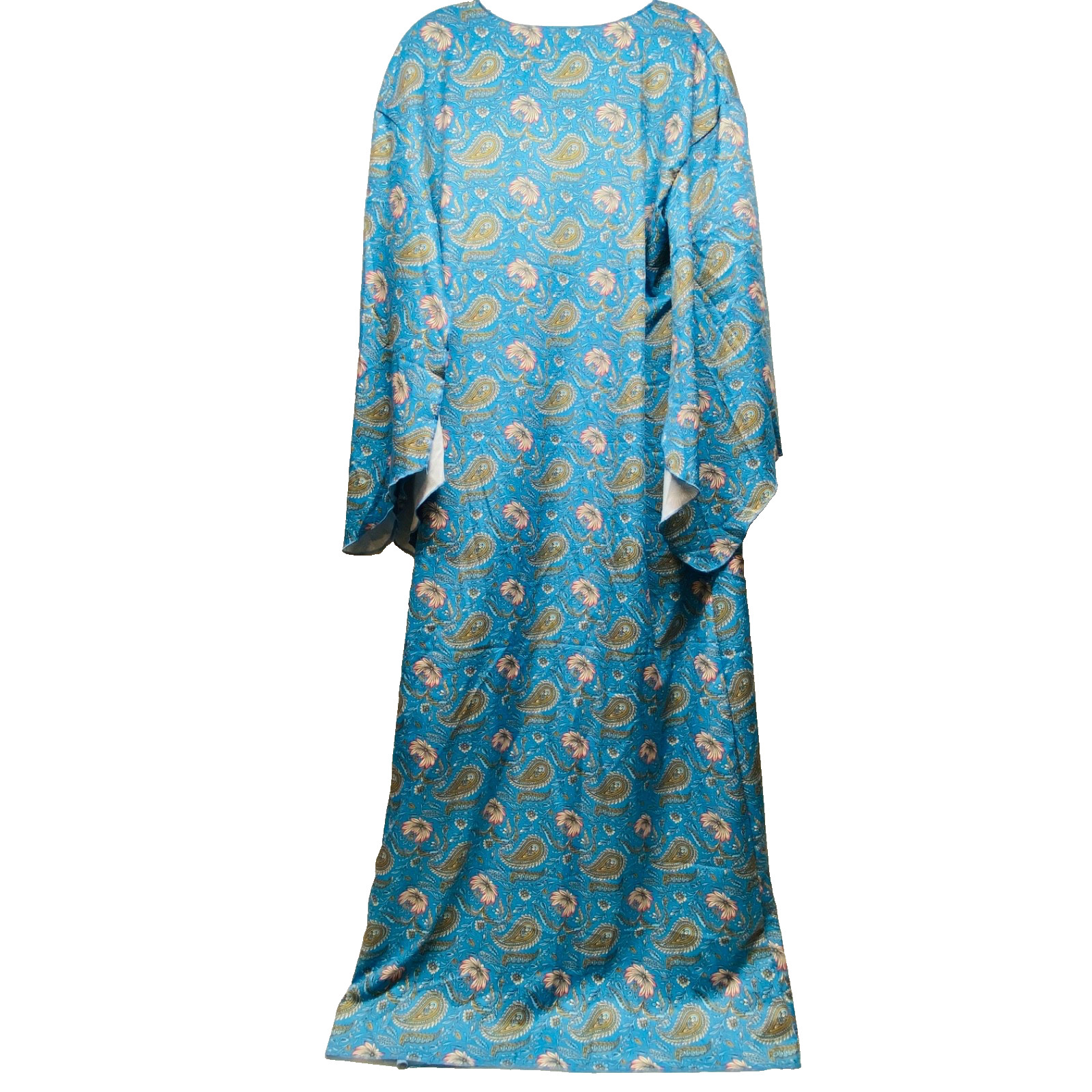 Women’s Kimono Top Blue Paisley Open Front Bohemian Western Small Duster NWT