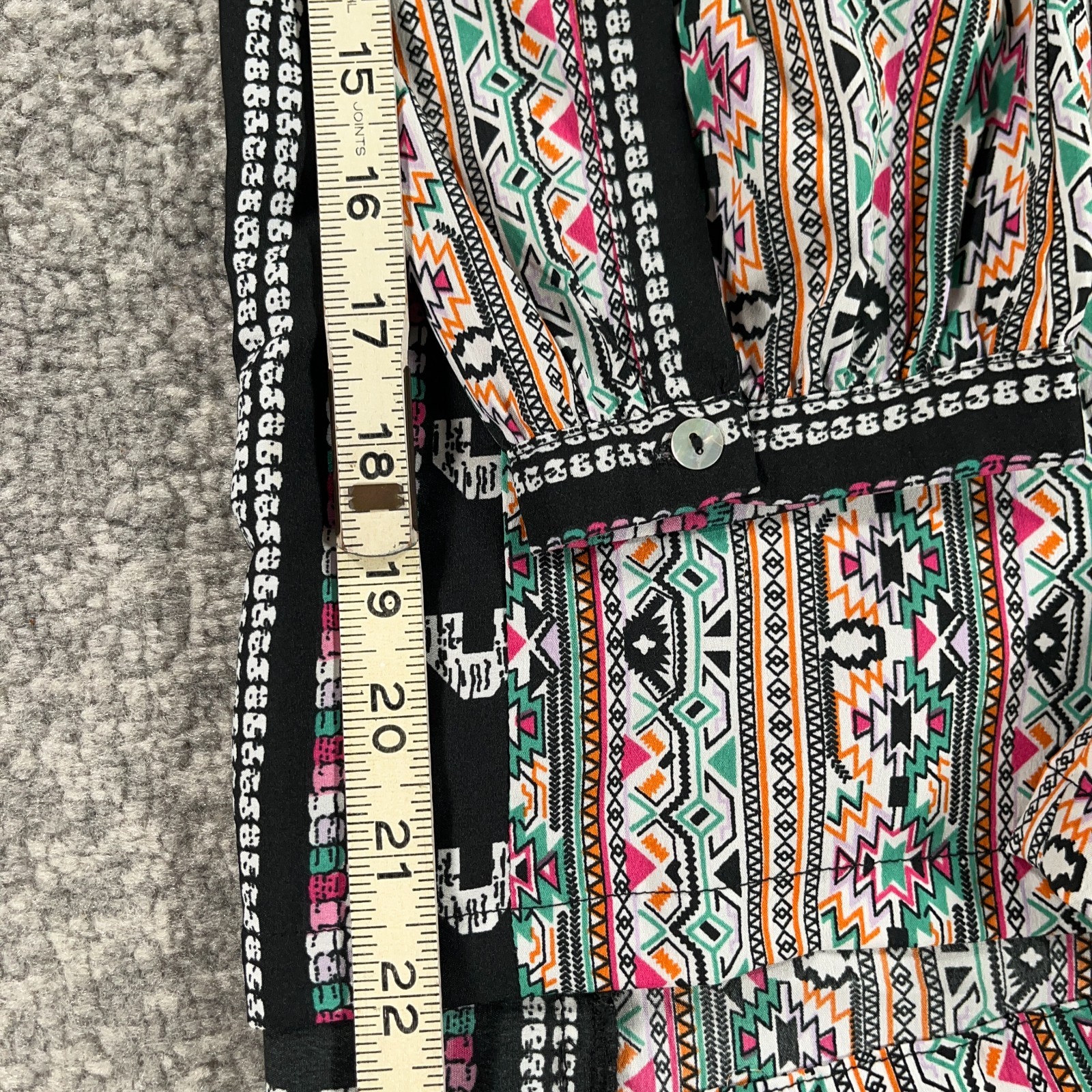 World Market Tunic Blouse Womens Small S Black Pastel Aztec Print Peasant Boho