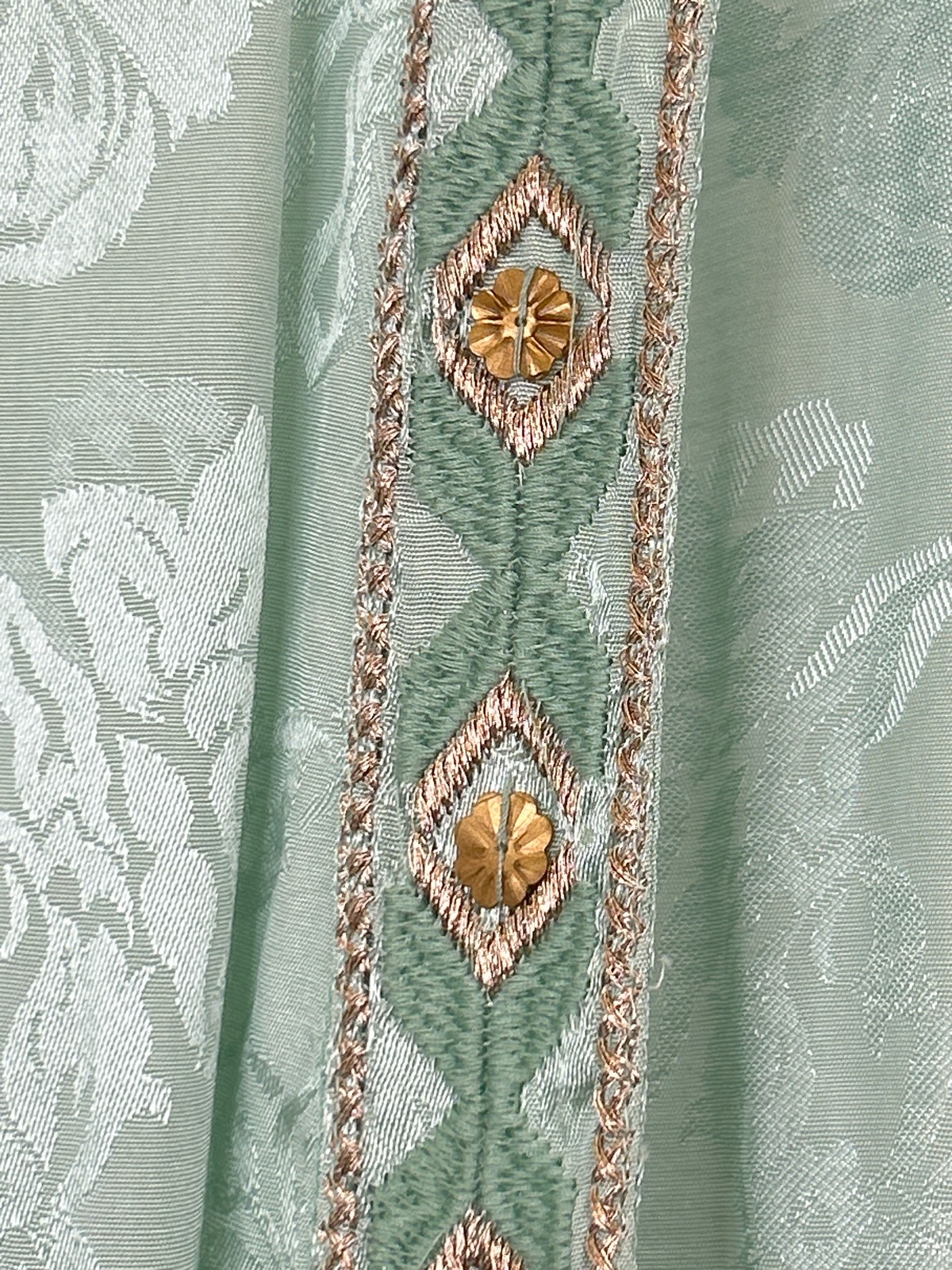 NEKANE NKN NWT Boho Duster Size S Embroidered Floral Light Green Women Kimono