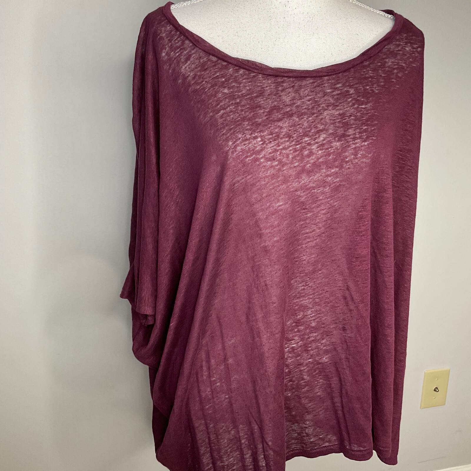 ACNE STUDIOS Top Womens Size Small Zorah T Shirt Purple Linen Oversized Sheer