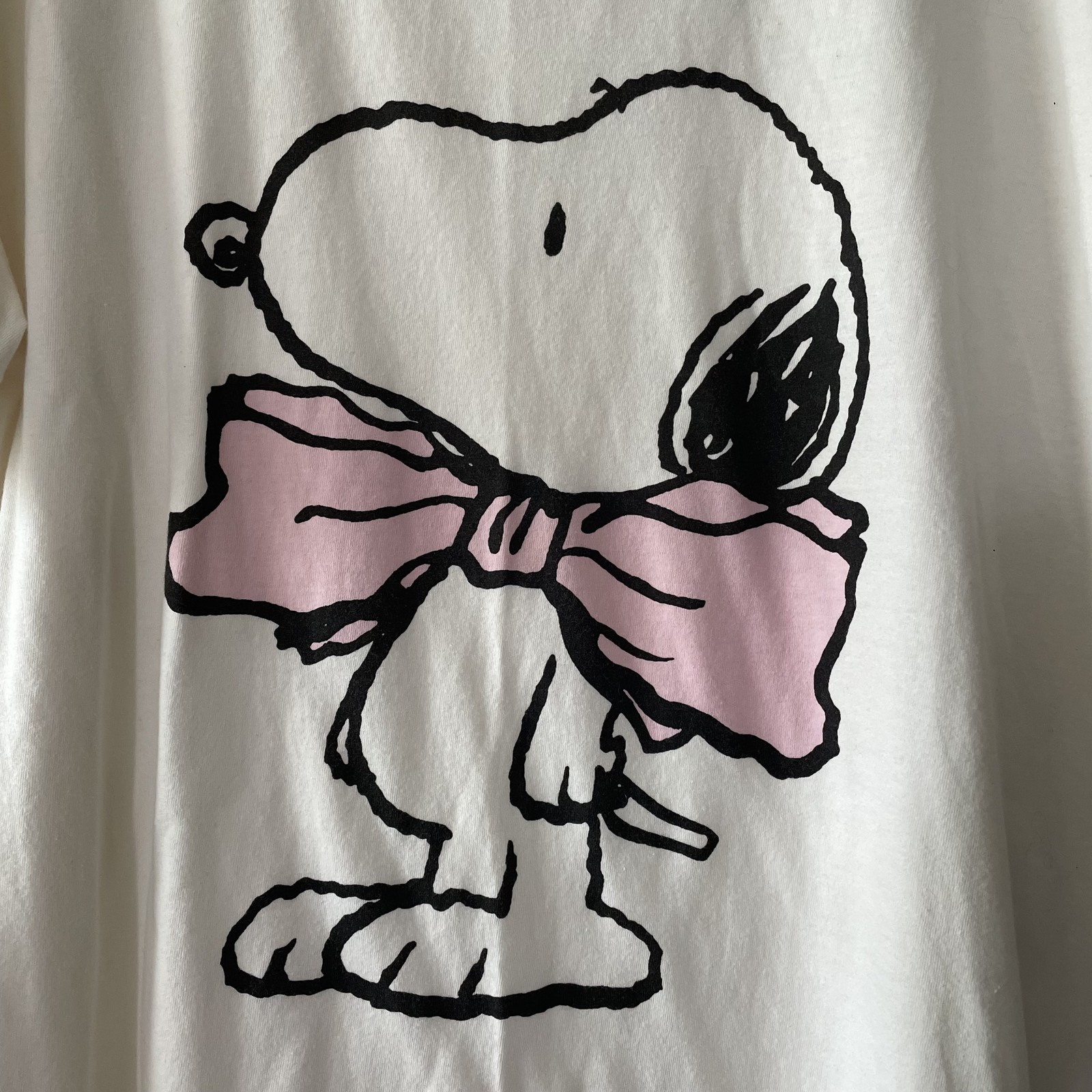 Peanuts Snoopy Graphic T-Shirt Short Sleeve Ivory Pink Size XXL -C