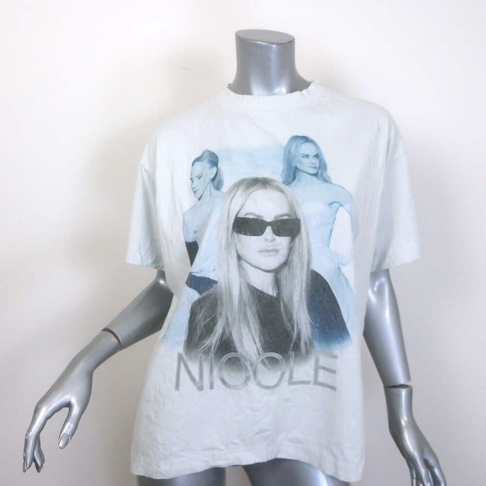 Balenciaga Nicole Boxy T-Shirt Off-White Crinkled Cotton Size Small NEW