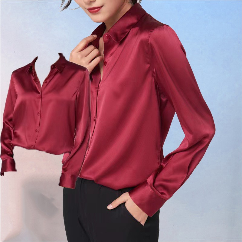 Women’s Long-sleeved Satin Shirt