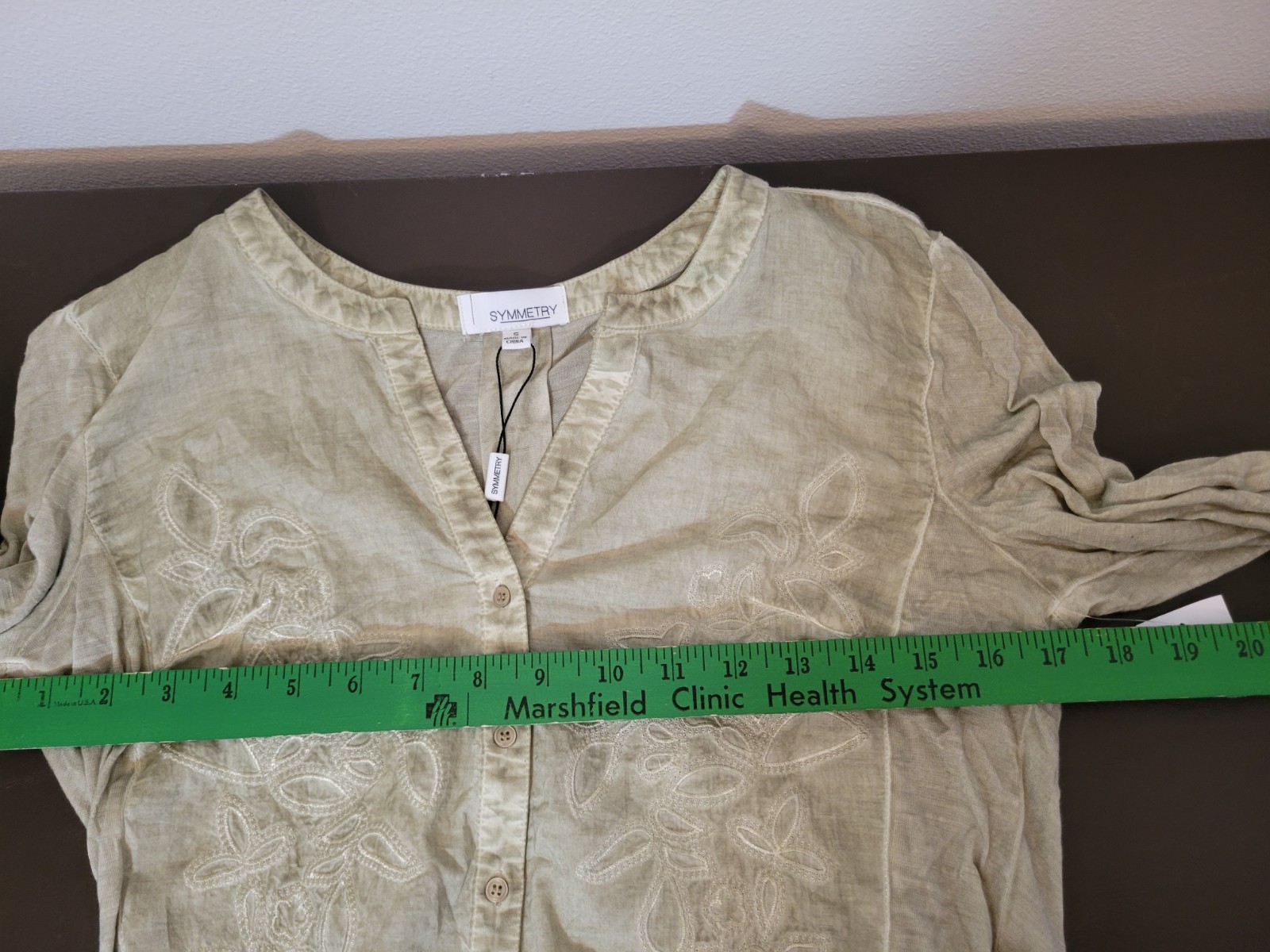 Symmetry Womens Small S Sage Green Shirt Nwt Button Up Boho Cottagecore