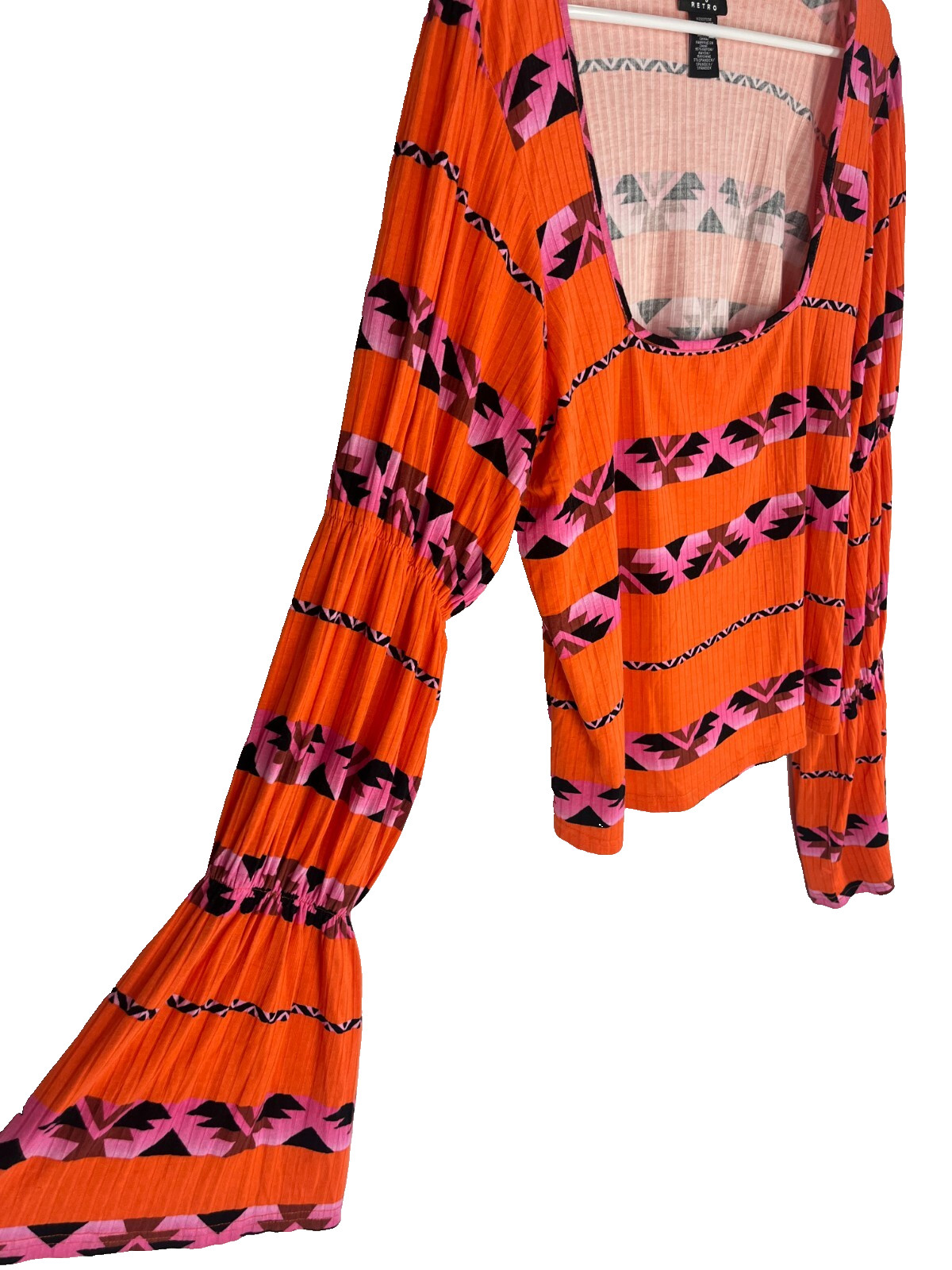 Wrangler Retro Flare Sleeve Aztec Top Womens Size XL Cowgirl Western Rodeo NEW