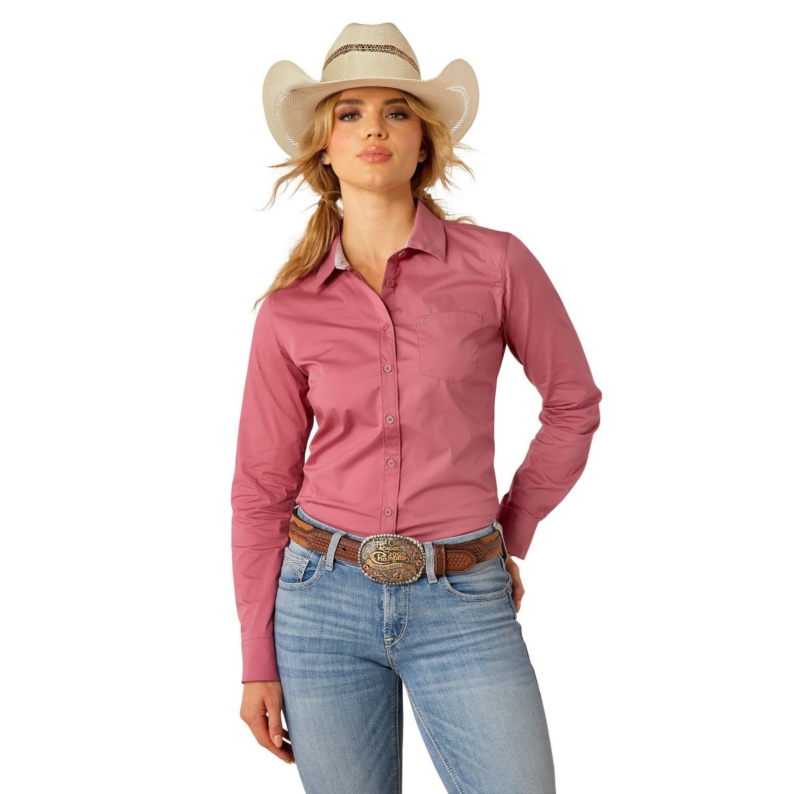Ariat Women’s XL Wrinkle Free Kirby Solid Button Shirt Rose Wine 10055272