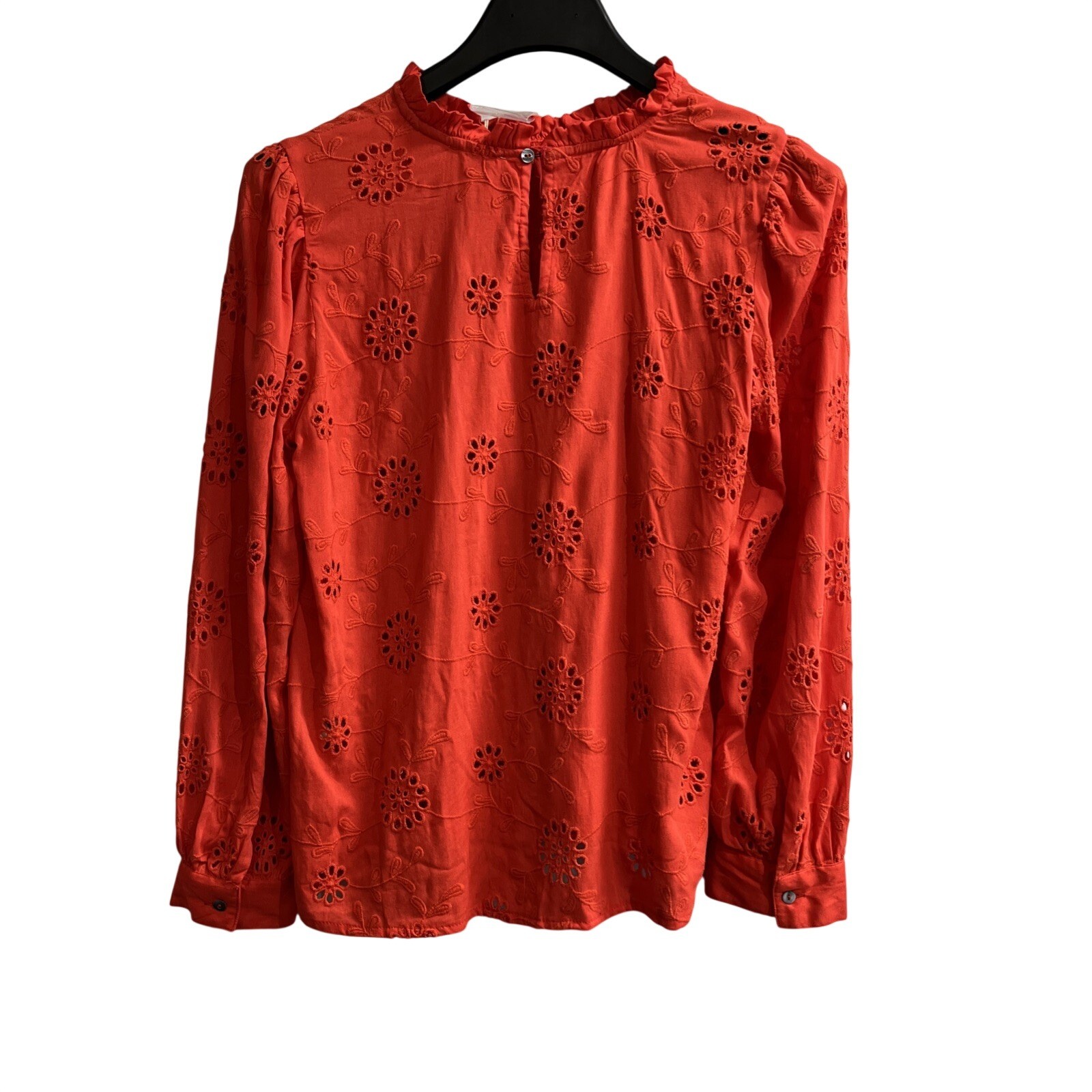 Nicole Miller Artelier Red Floral Eyeless Crochet Ruffle M Feminine Romantic