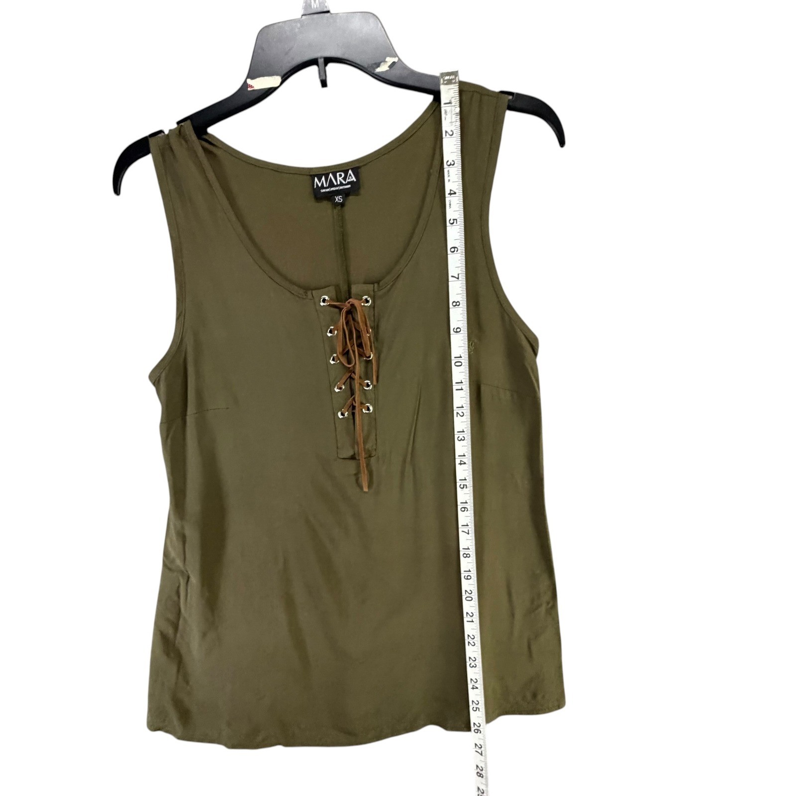 Mara & Meru Safari Lace Up Tank Top Womens XS Olive Green Outdoor Adventure Gorp