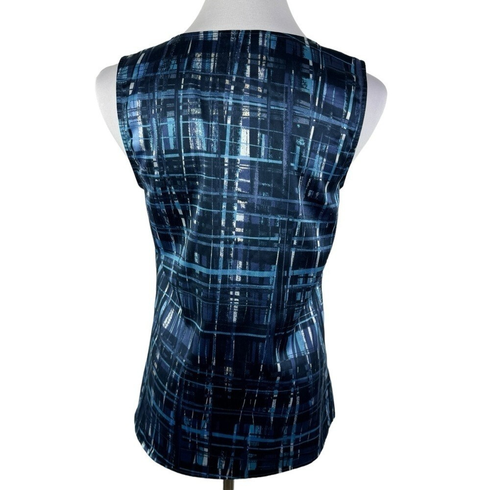 Ann Taylor Factory Silky Sleeveless Blouse Women’s 4 Blue White Striped Pattern