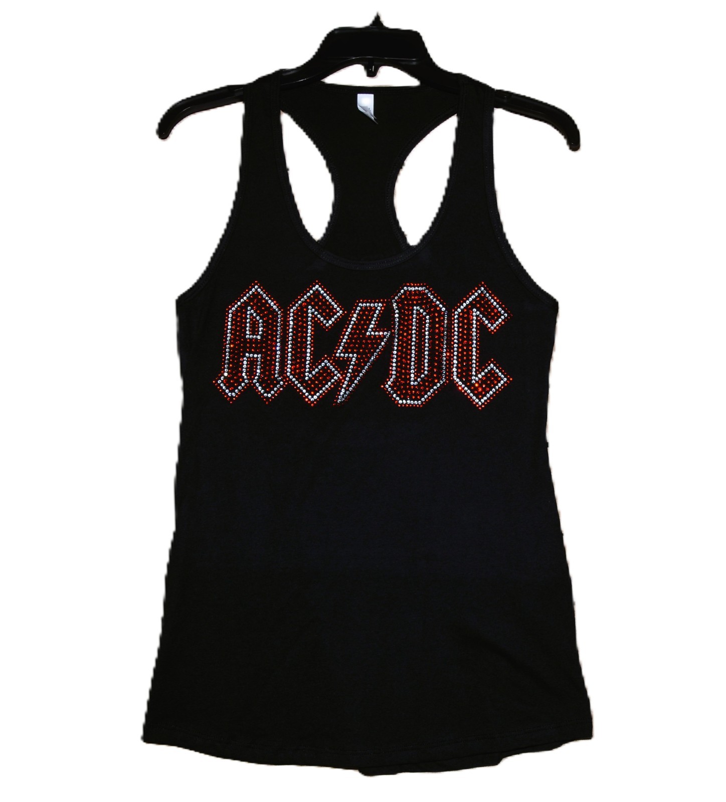 AC/DC rhinestone bling black racer back tank top XS, S, M, L, XL, 2XL