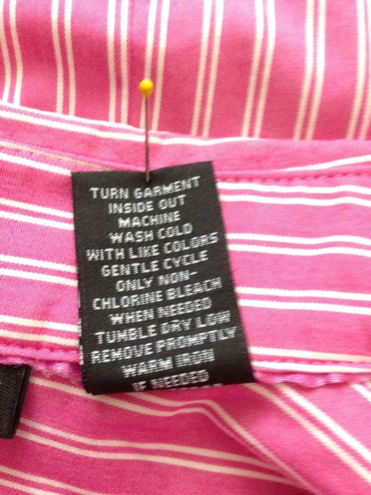NEW YORK & CO STRETCH PRETTY PINK/WHITE STRIPED COTTON BLEND BLOUSE – SIZE S