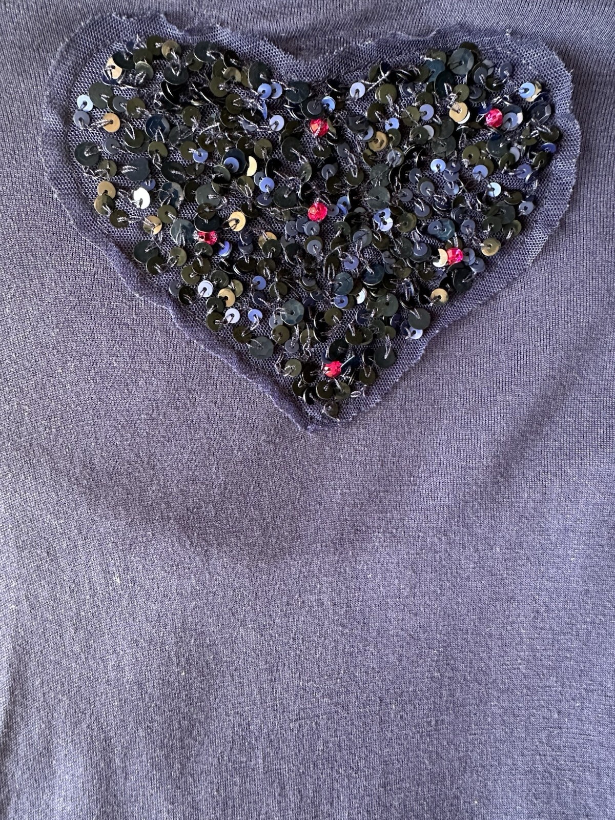 Twin-Set Sequin Dark Blue Bell Sleevies Top Size XS